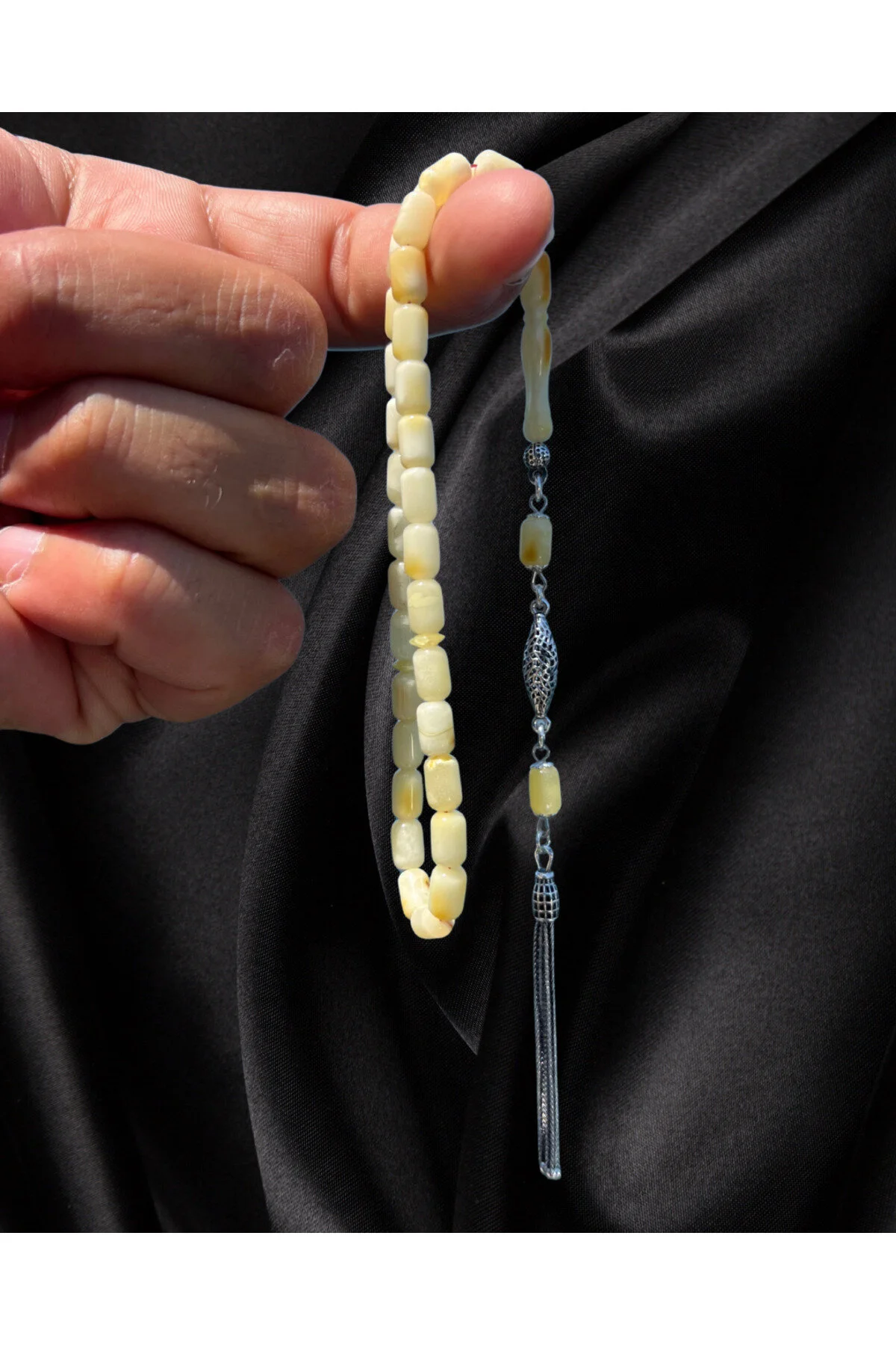 تسبیح اصلی DAMLA AMBER TESBIH 925 TASSEL SILVER Erbab i Kehribar