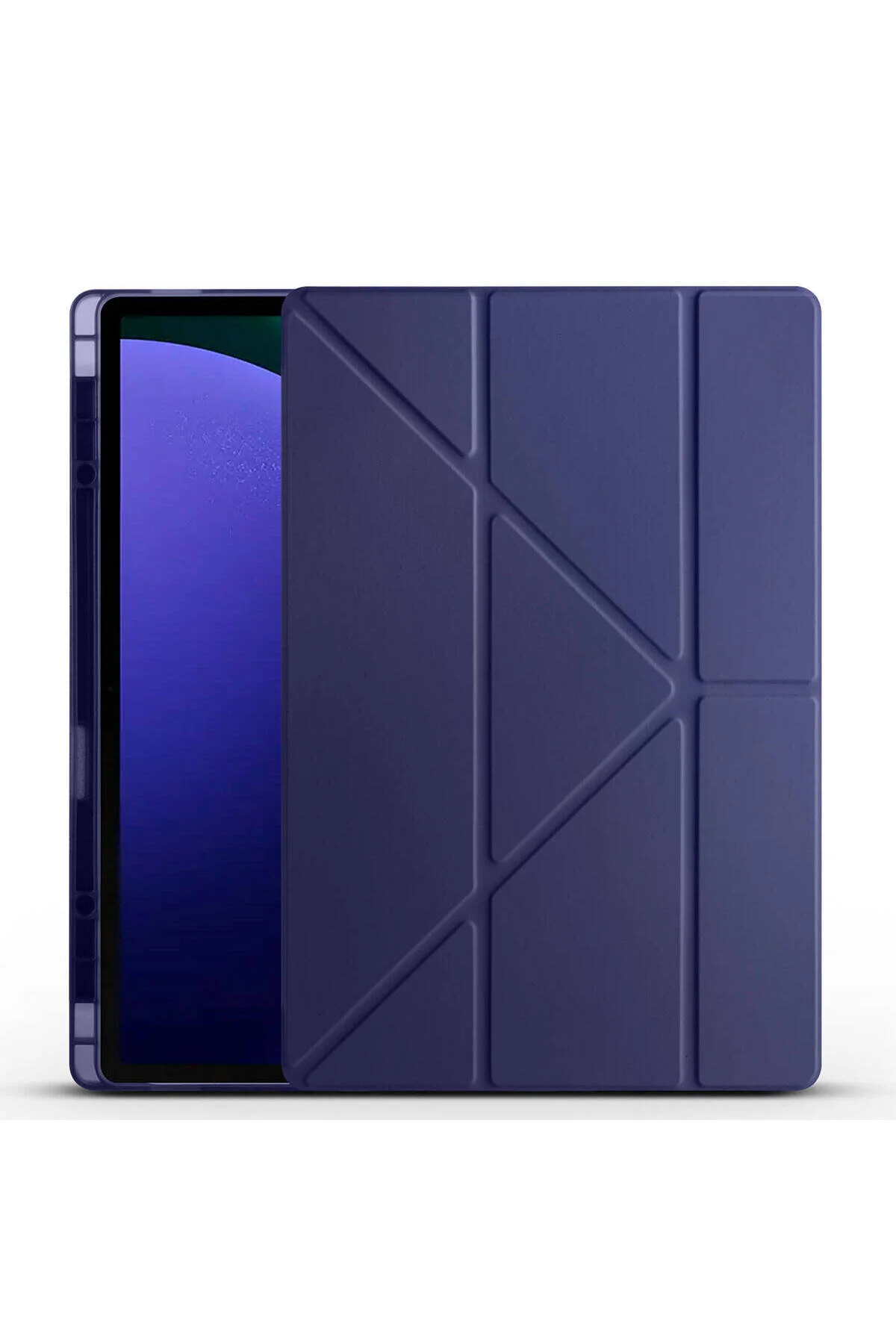 کاور تبلت قاب پایه GALAXY TAB S9 ULTRA CASE سازگار با سه تاشو محفظه قلم آبی دریایی İLKATEK