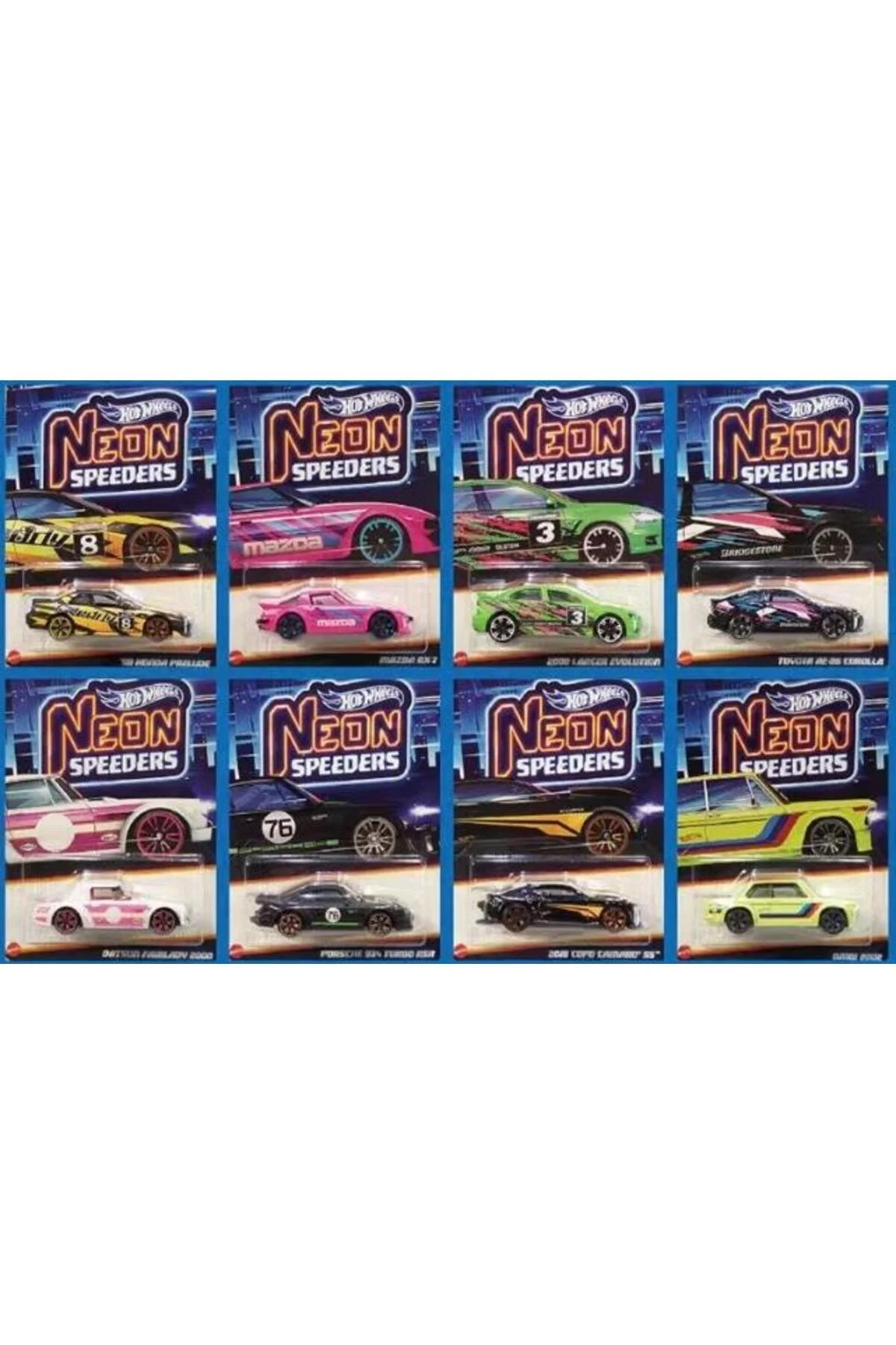 ماشین اسباب بازی ست 8 تکه نئون اسپیدرز HLH72 از ترکیه HOT WHEELS