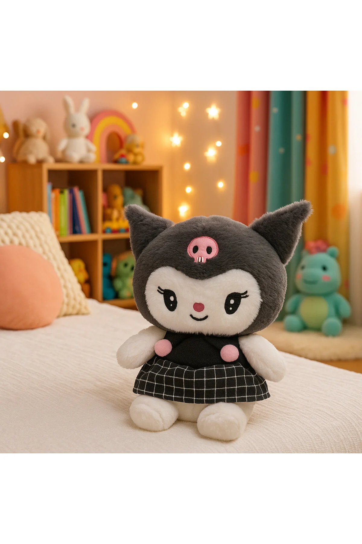 اسباب بازی های پشمی شخصیت با لباس زیبای KAWAII KUROMI ناز بافت نرم 24 سانتی متری HUA