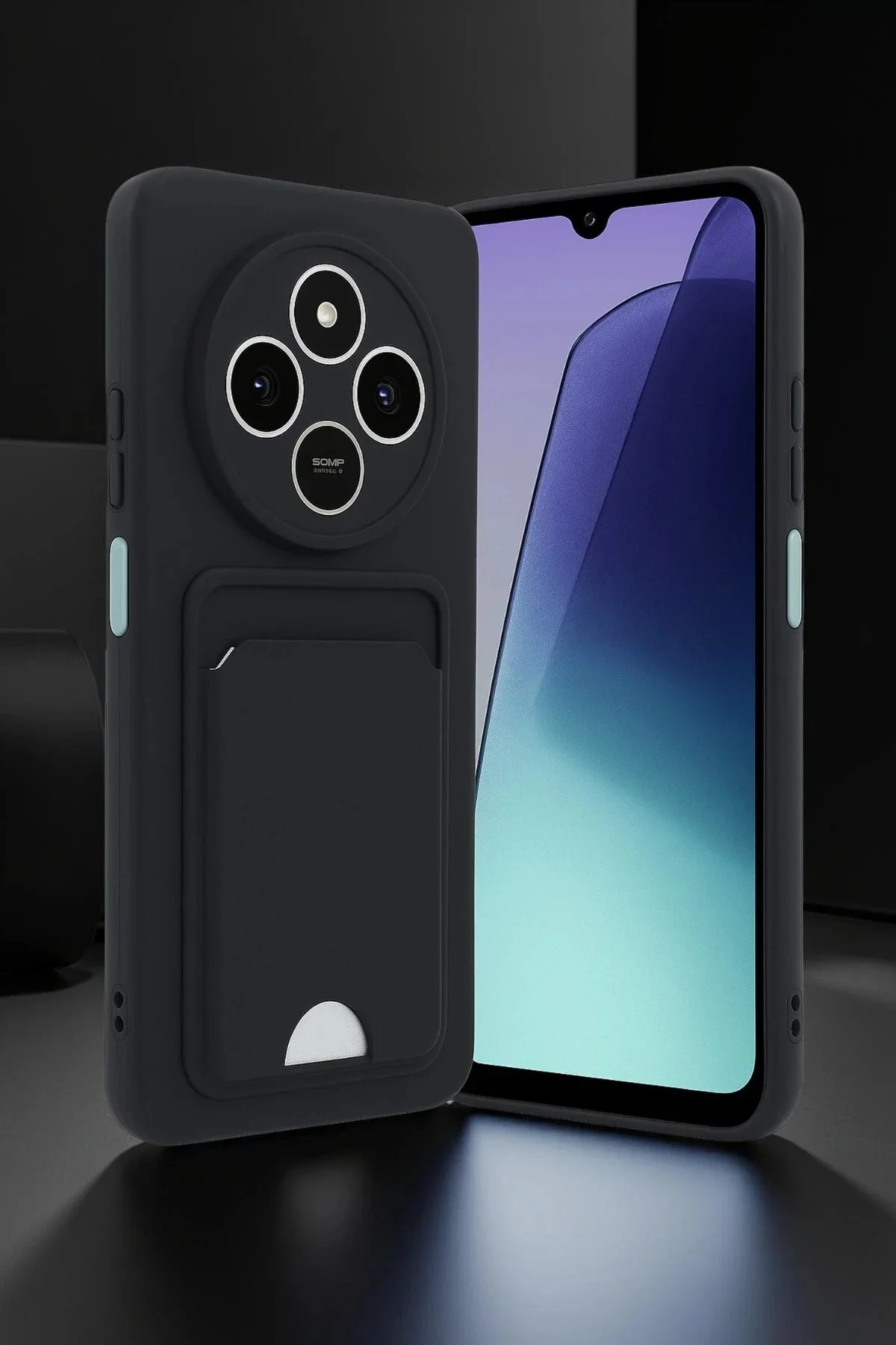 کاور و قاب XIAOMI REDMI 14C KELVIN SILICONE با کارت ویزیت مشکی Akman