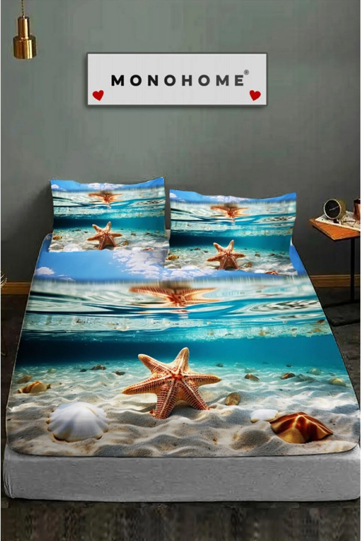 ست ملحفه دو نفره 100 ٪ پنبه RUBABY ورق طراحی ویژه 5D دیجیتال 60 TEL DEEP SEA Monohome