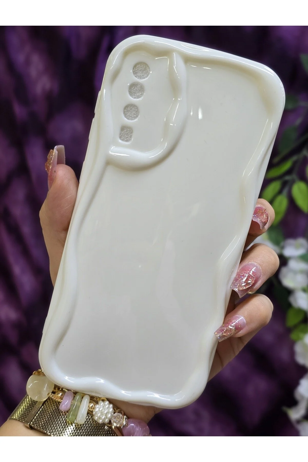 کاور و قاب گوشی سفید با لبه موج سه بعدی سازگار SAMSUNG GALAXY A50 Magic Ring