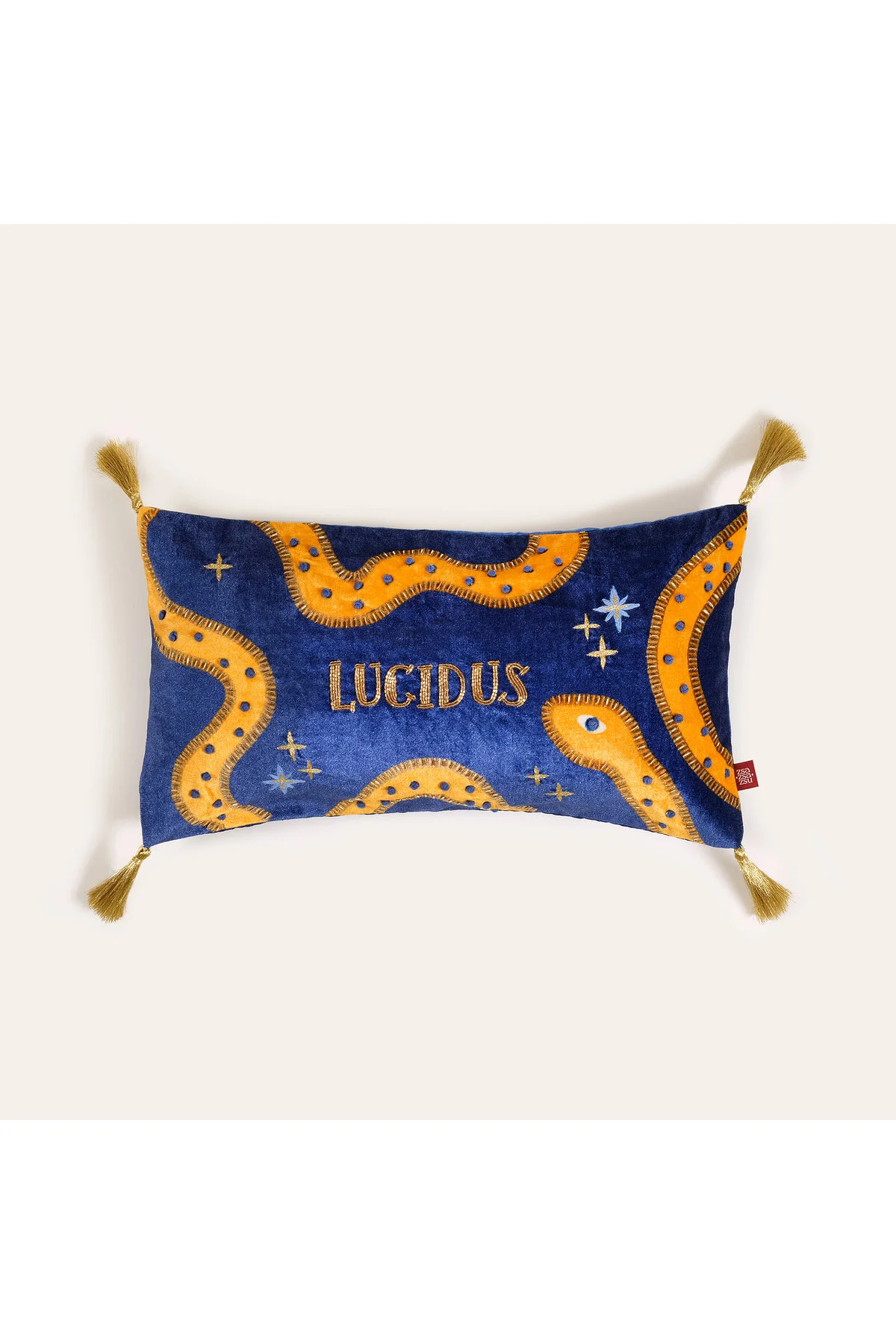 کوسن و کاور غنی دیجیتال چاپی گلدوزی شده پنبه ویسکوز مخملی پرکننده 30X55 سانتی متر آبی Zsa Zsa Zsu