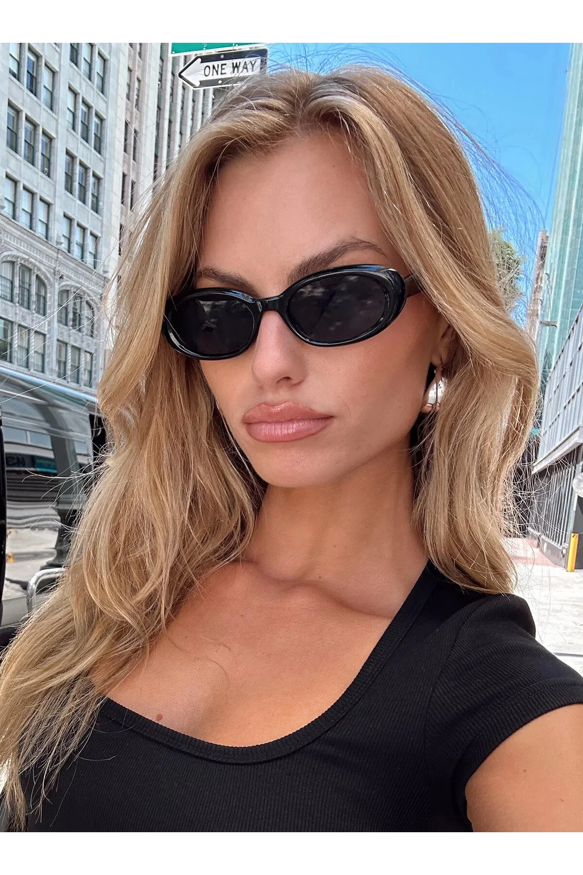عینک آفتابی UNISEX OVAL FRAME سیاه اورجینال Goldmine