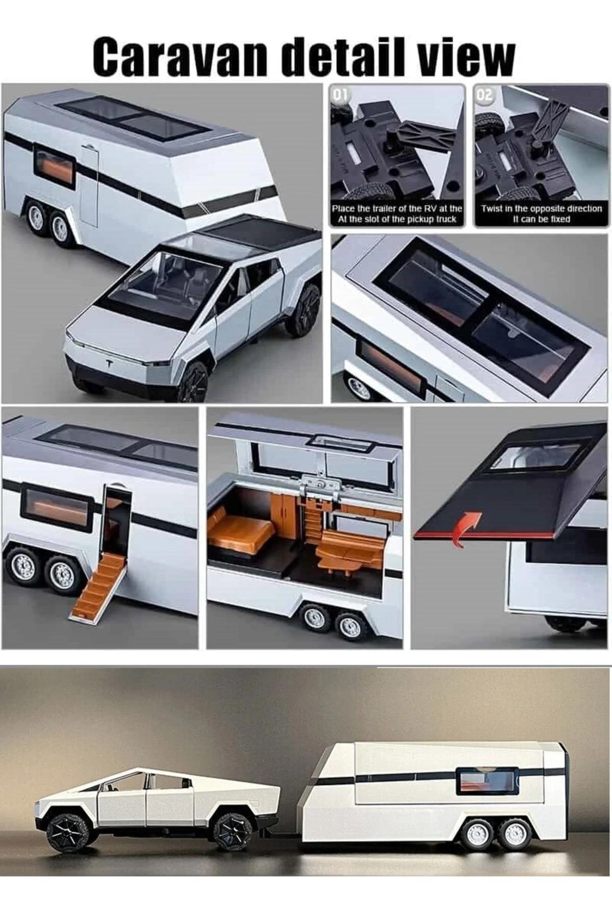 مدل خودرو DIECAST METAL TESLA CYBERTRUCK وانت و کاروان 1:32 محل چمدان های درب اتومبیل آهنی JIP OYUNCAKSAHİLİ