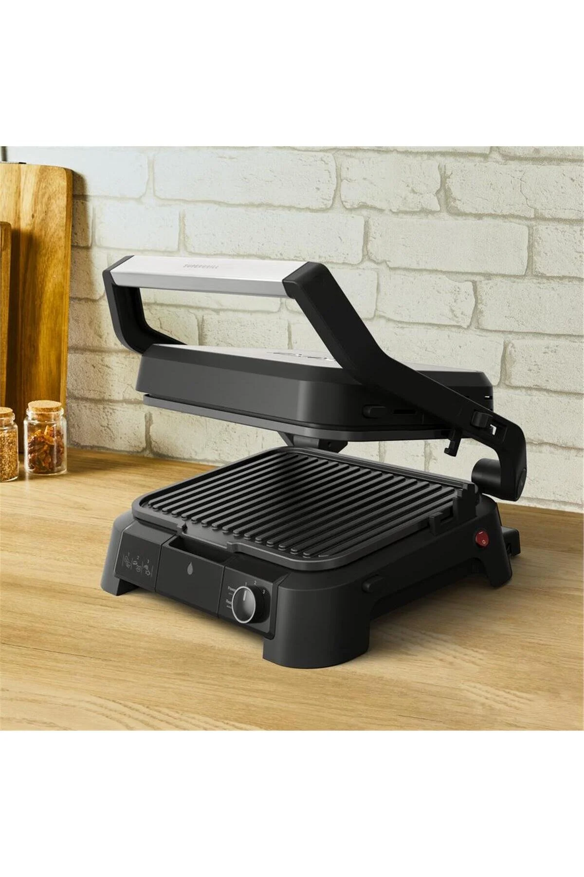 دستگاه ساندویچ و تست کباب پز توستر SUPERGRILL 3IN1 6 SLICE ظرفیت 2000 وات INOX اورجینال TEFAL