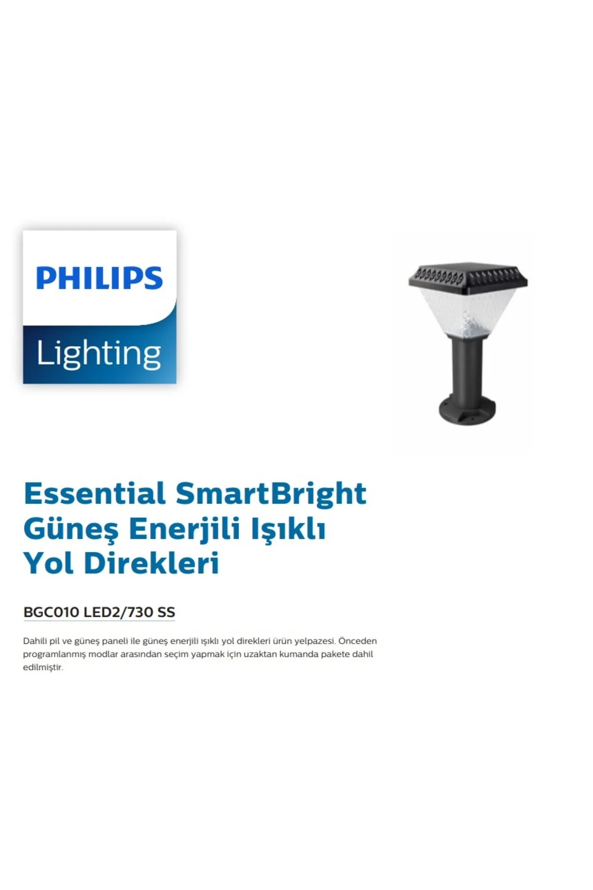 روشنایی باغ 10 20 W LUMINAIRE SOLAR SET TOP مربع کنترل BGC010 LED2 730 SS فیلیپس Philips