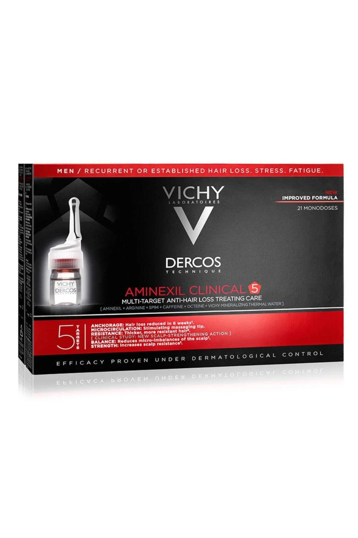 سرم و روغن مو DERCOS AMINEXIL بالینی 5 21X6ML در برابر ریزش برای مردانه ویشی Vichy