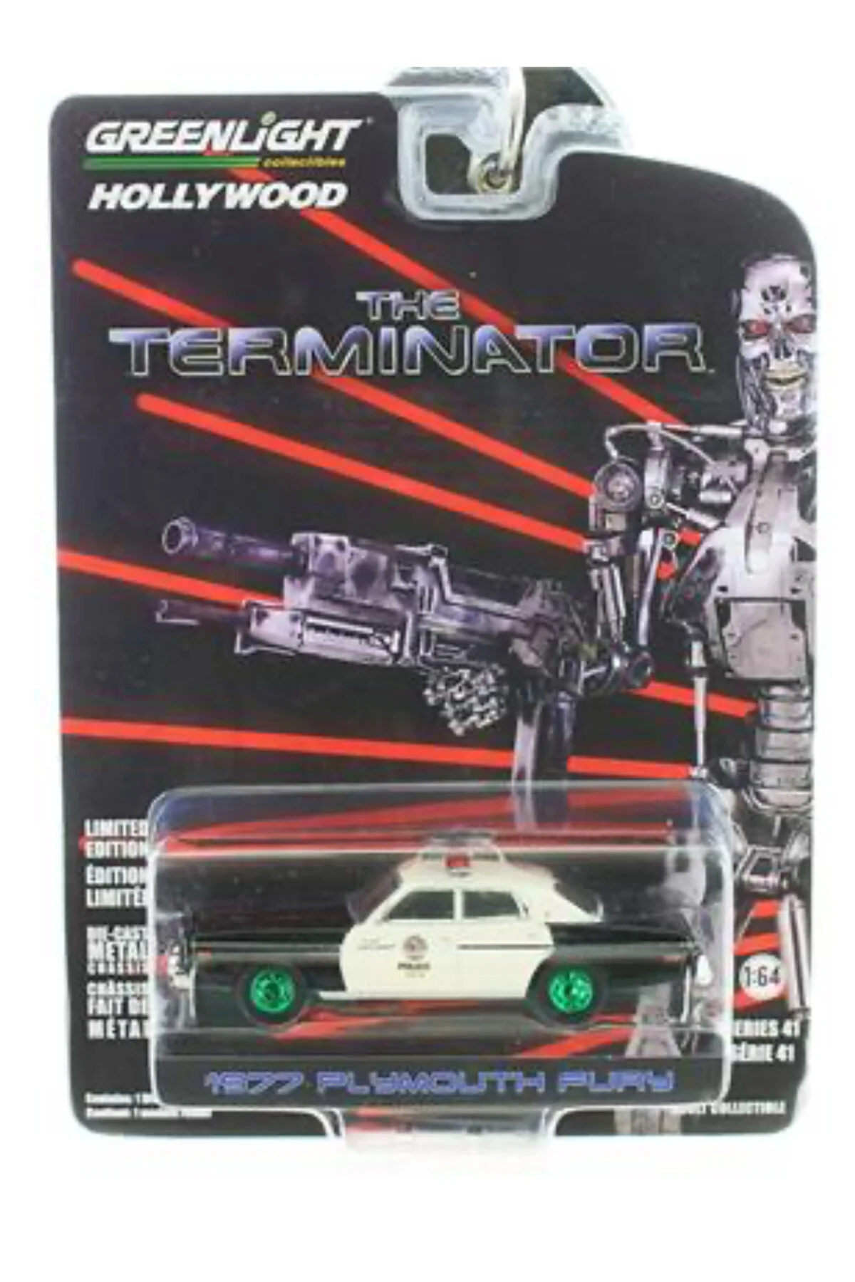مدل خودرو THE TERMINATOR CHASE – 1977 PLYMOUTH FURY 1:64 VEHICLE WITH SYNOVERSE BOOK GIFT اورجینال Greenlight