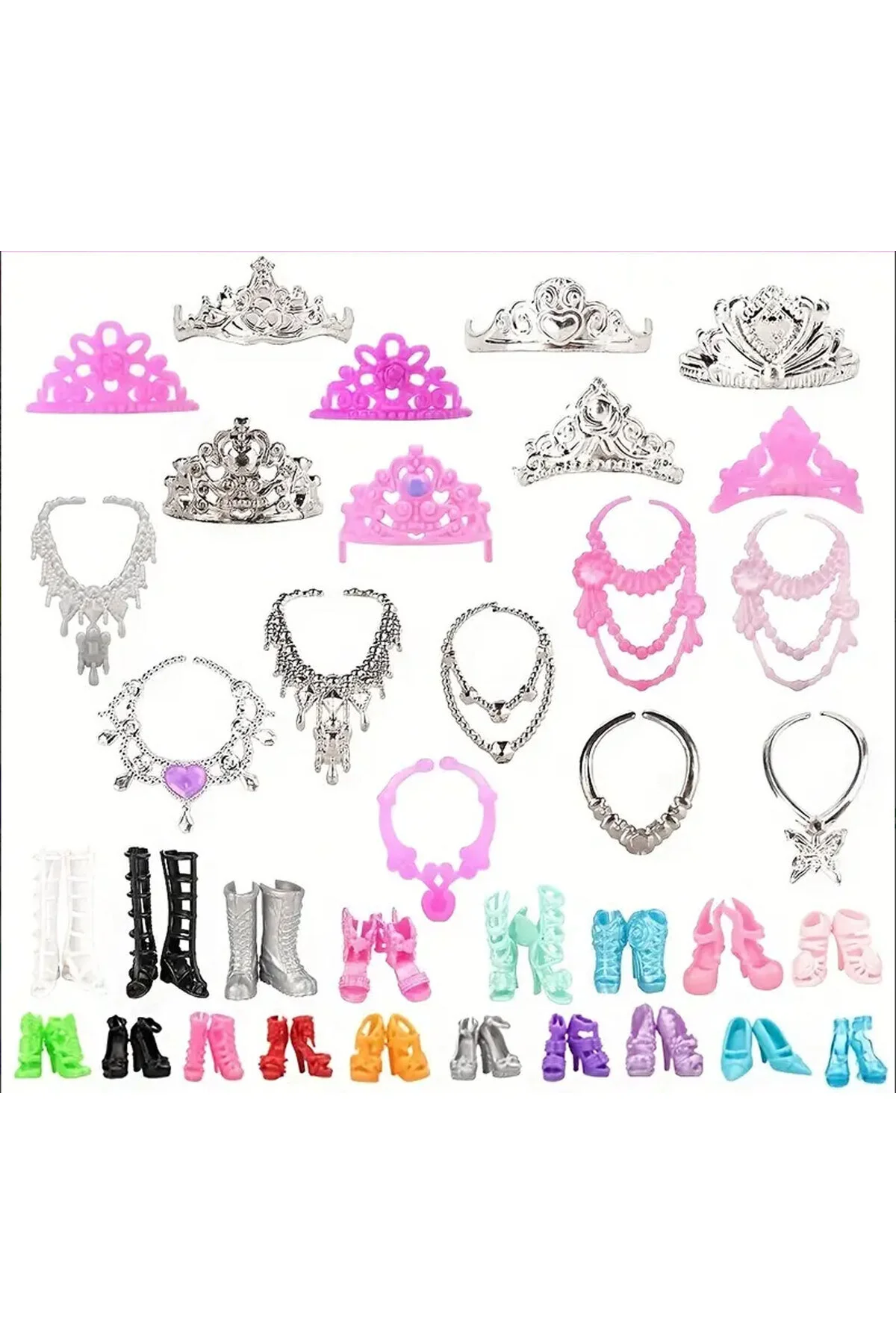 عروسک های اسباب بازی و لوازم جانبی ست لباس 20 پارچه 4 جفت کفش 8 تیکه از ترکیه CT-TOYS
