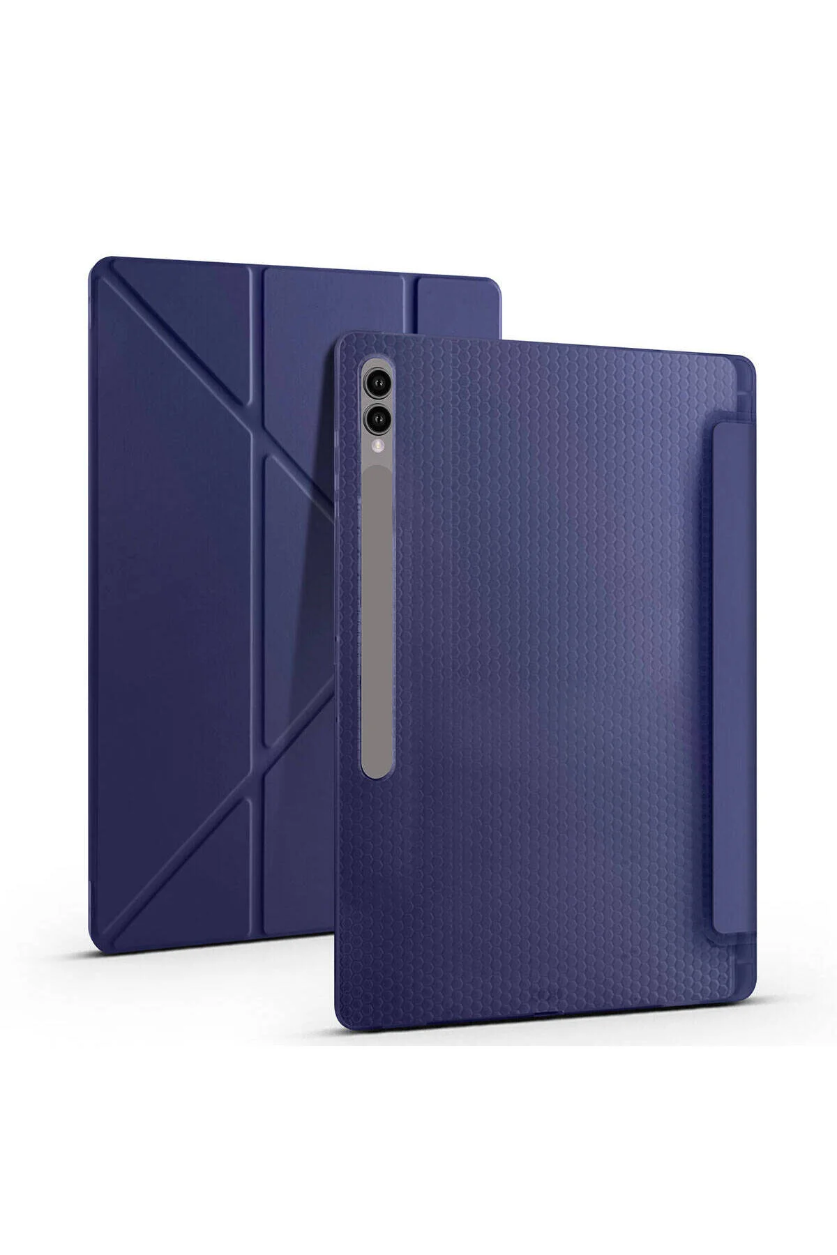 کاور تبلت قاب پایه GALAXY TAB S9 ULTRA CASE سازگار با سه تاشو محفظه قلم آبی دریایی İLKATEK