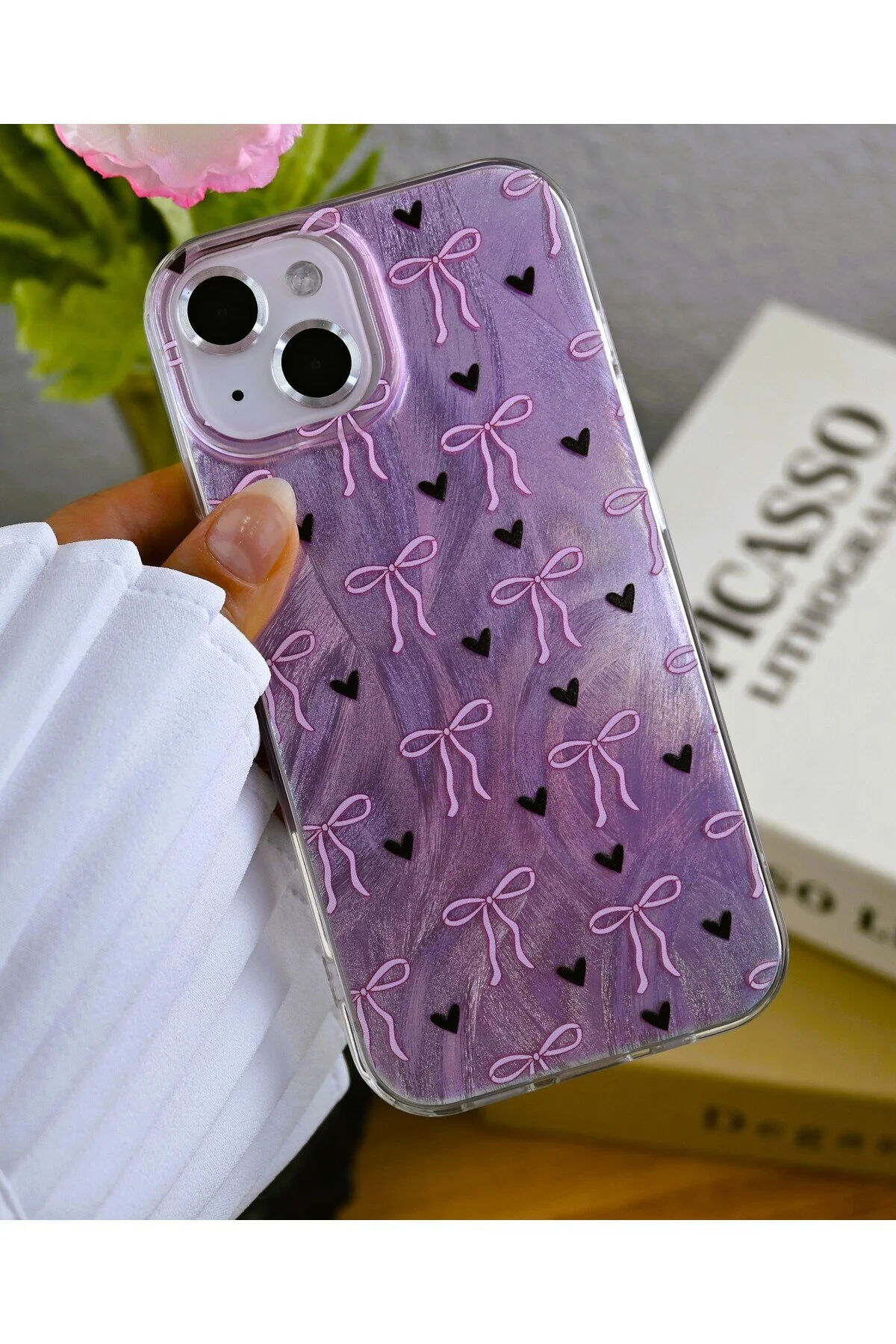 کاور و قاب سیلیکونی طرح براق TRANSITION COLOR SHINE BOW سازگار با IPHONE 15 14 13 Go Aksesuar
