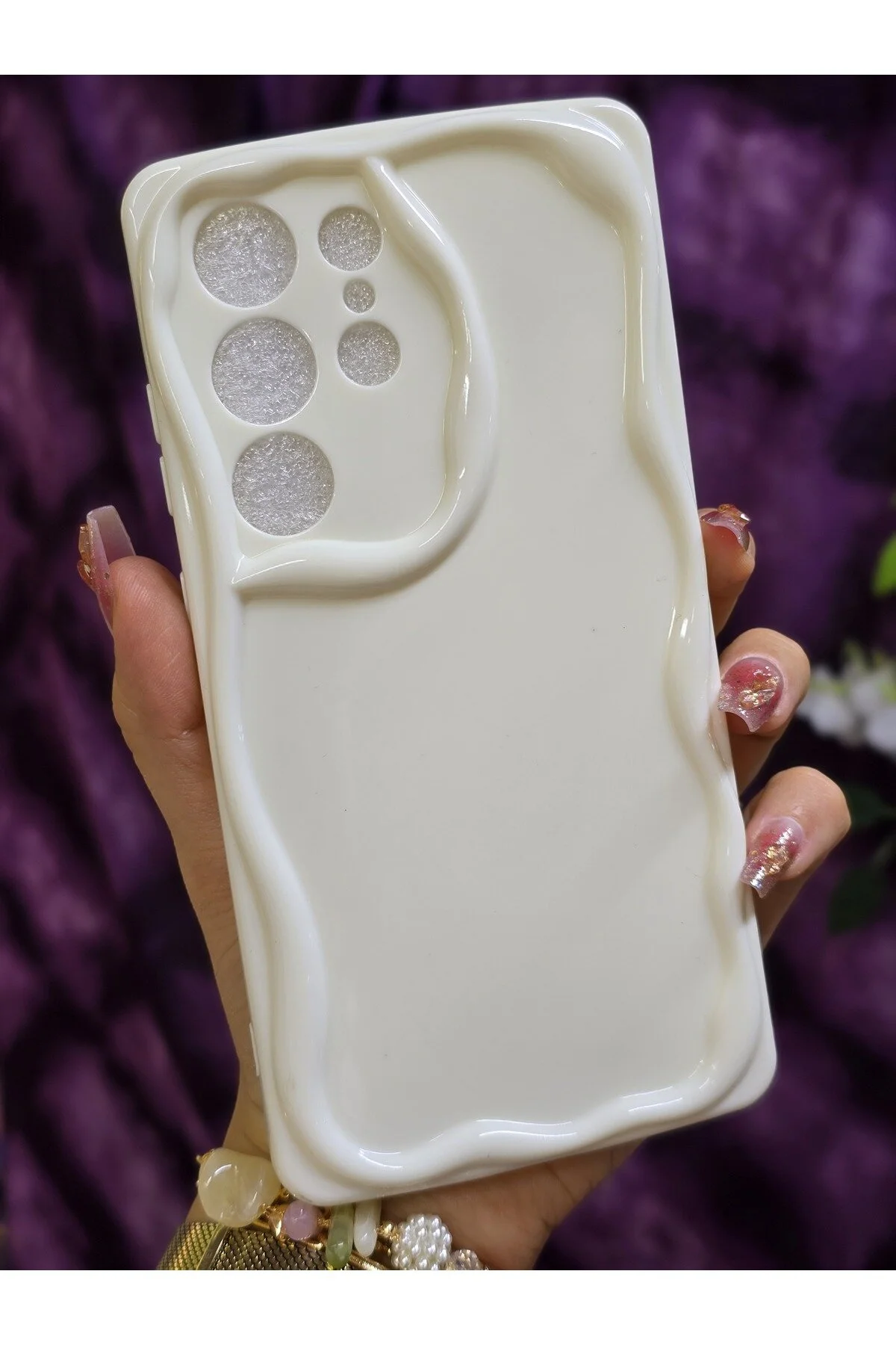 کاور و قاب گوشی سامسونگ GALAXY S24 سازگار با 3D WAVE EDGE سفید Magic Ring