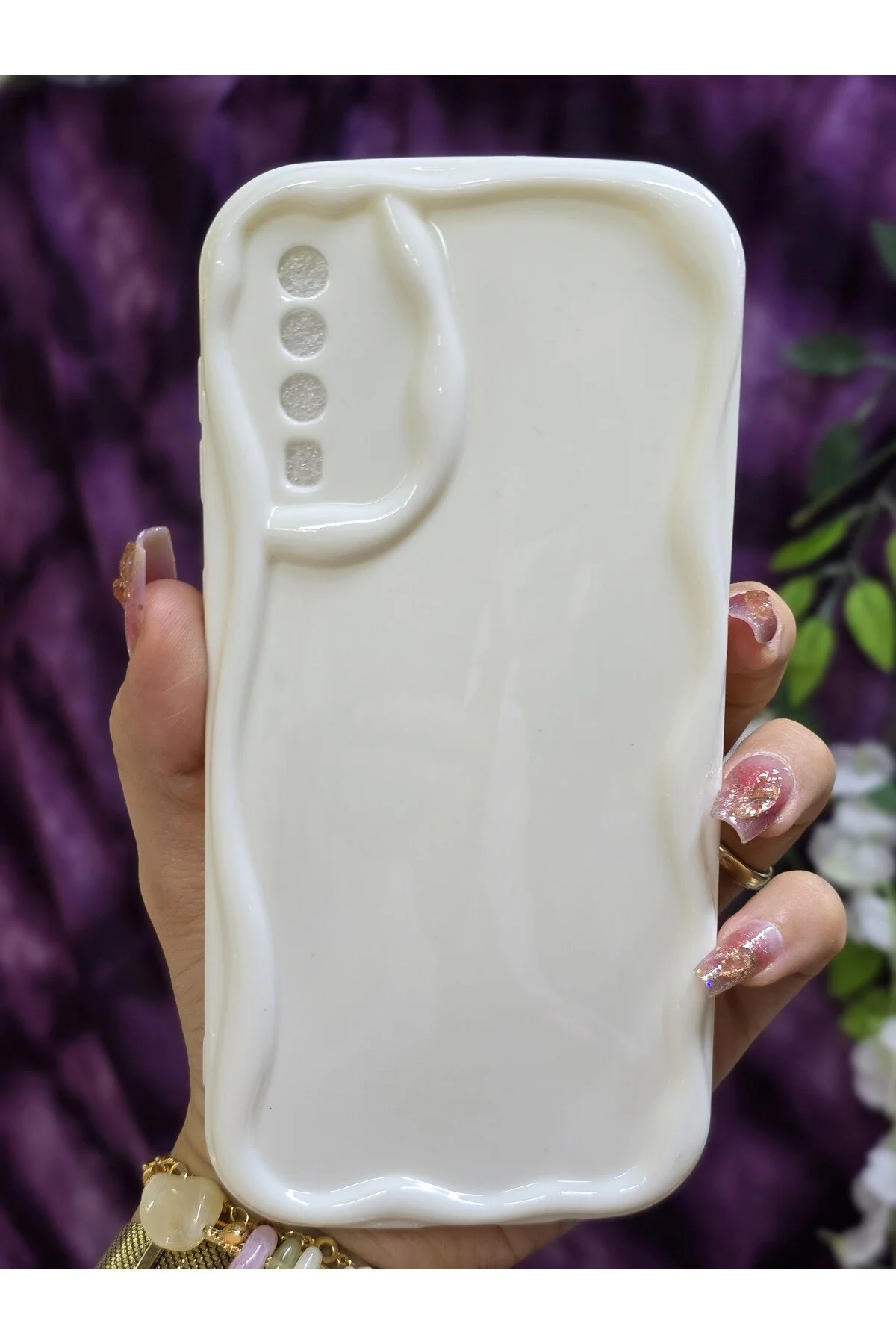 کاور و قاب گوشی سفید با لبه موج سه بعدی سازگار SAMSUNG GALAXY A50 Magic Ring