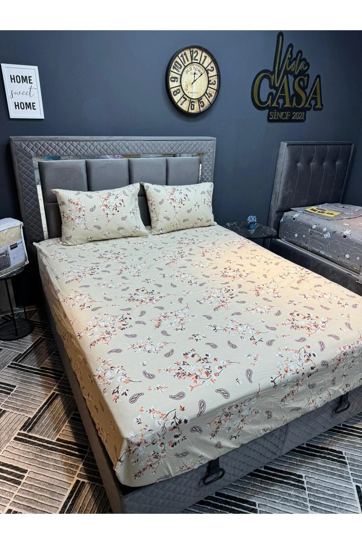 ست ملحفه دو نفره تختخواب پنبه ای دوتایی مجموعه 160X200 ارتفاع اضافی 30 سانتی متر violacasa