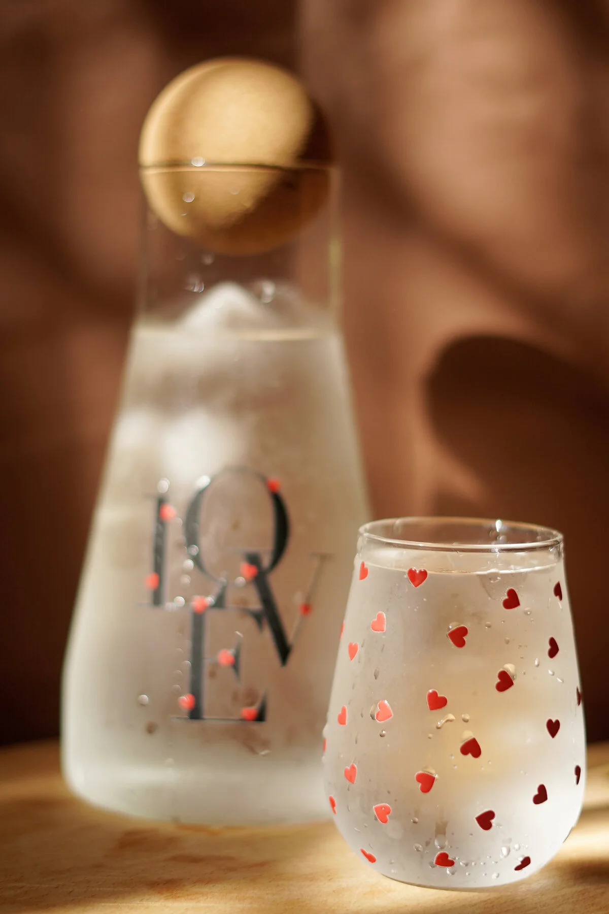 پارچ و تنگ CAGA PINTEREST LOVE 2 قطعه فنجان با گلدان شیشه ای الگوی قلب BOROSILICATE 900 میلی لیتر مجموعه Caga Home