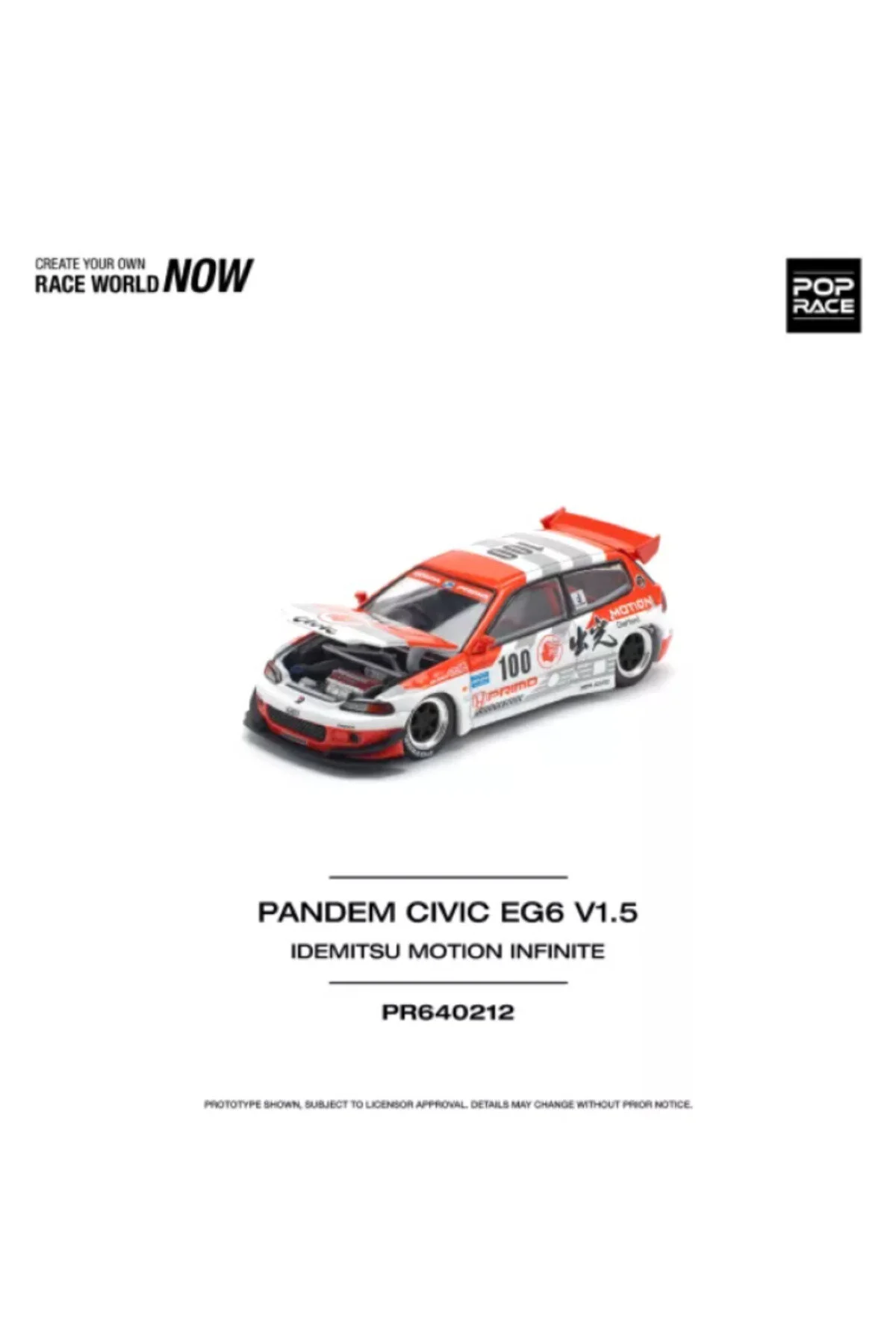 مدل خودرو مسابقه پاپ 1 64 PANDEM CIVIC EG6 V1.5 IDEMITSU MOTION INFINITE TOYYZHOME HOT WHEELS