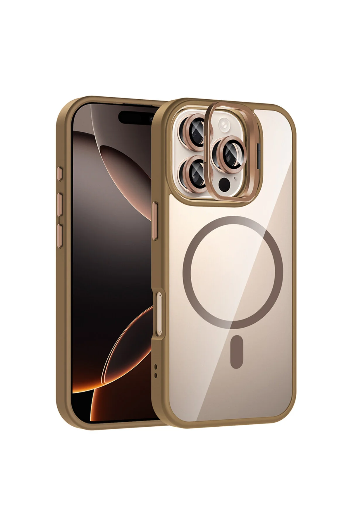 کاور و قاب محافظ IPHONE 16 PRO MAX ETRO با پایه لنز دوربین هدیه شارژ M SAFE PEMB Genel Markalar