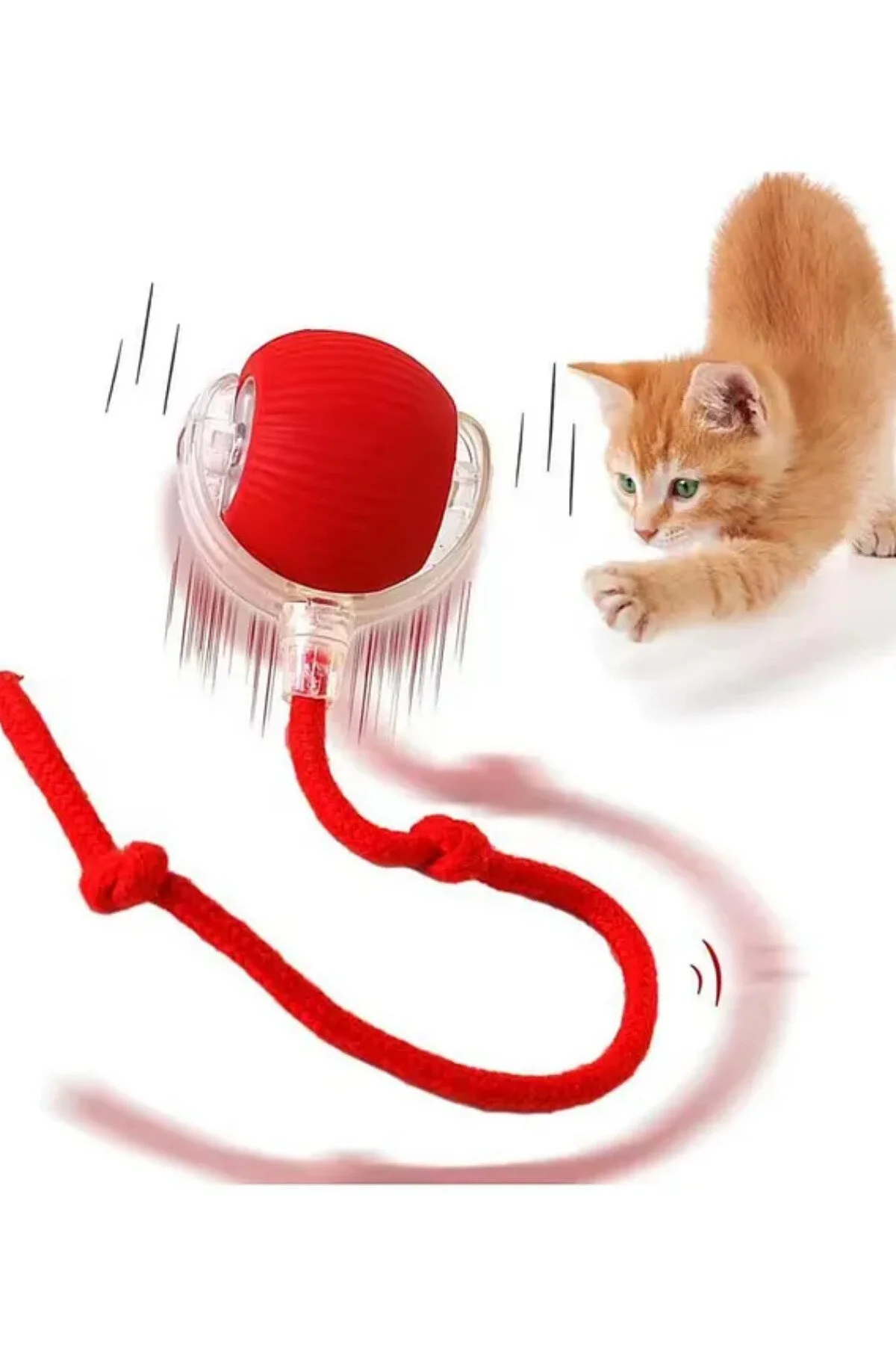 اسباب بازی گربه هوشمند توپ CAT PLAY SILICONE USB قابل شارژ چراغ LED 3 حالت غلتان خودکار ego home