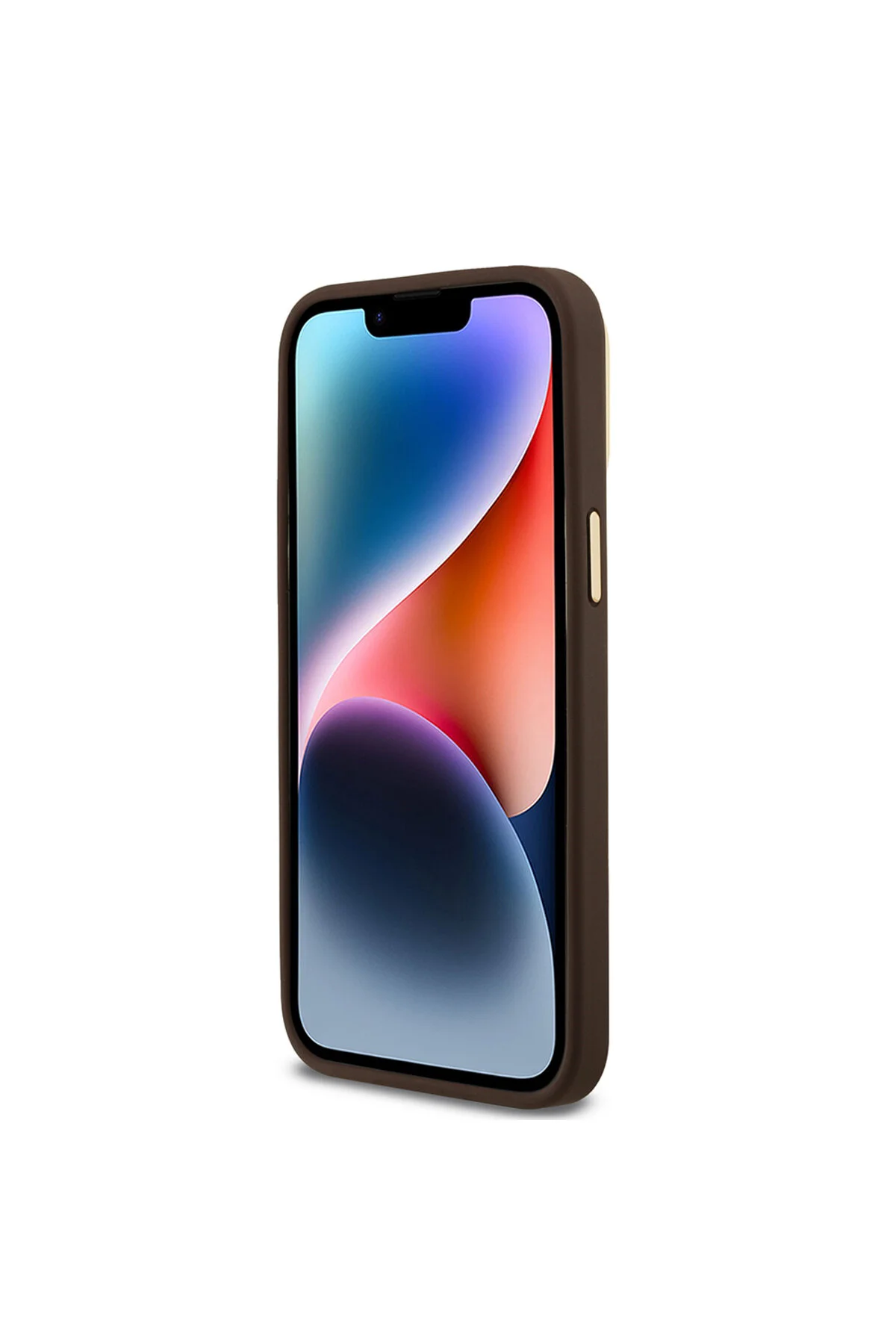 کاور و قاب سازگار با IPHONE 13 PRO MAX دارای مجوز فلزی 4G لوگوی متنی روکش پایه دوربین قهوه ای Guess