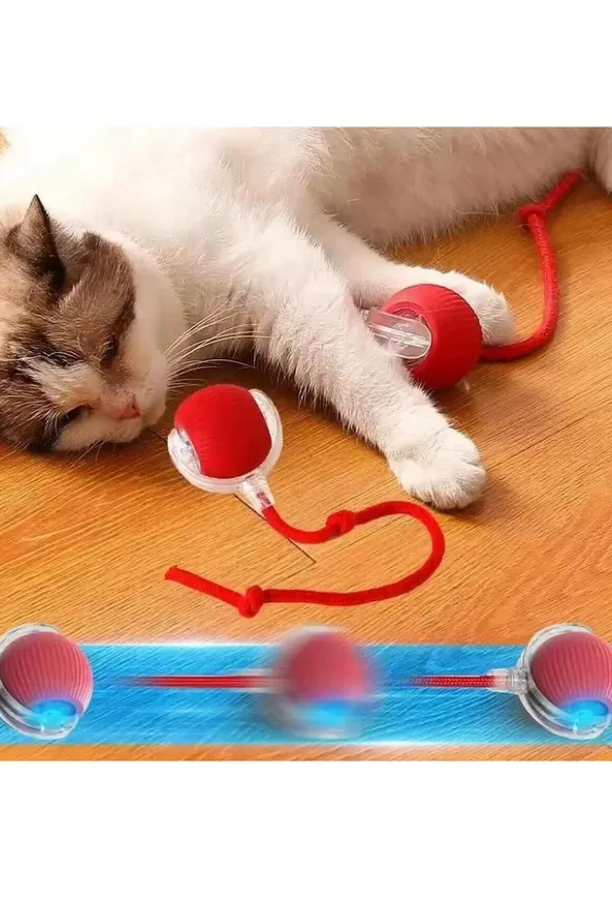اسباب بازی گربه هوشمند توپ CAT PLAY SILICONE USB قابل شارژ چراغ LED 3 حالت غلتان خودکار ego home
