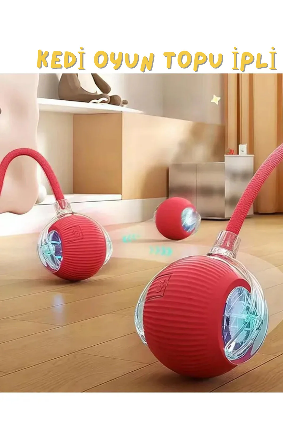 اسباب بازی گربه هوشمند توپ CAT PLAY SILICONE USB قابل شارژ چراغ LED 3 حالت غلتان خودکار ego home