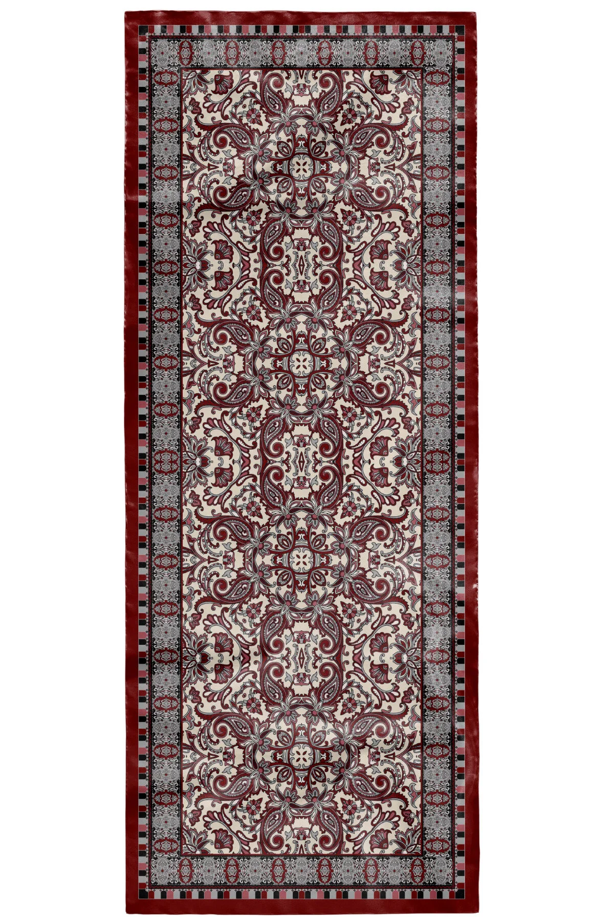 شال نخی نرم با الگوی قومی CLARET قرمز AFVENTE