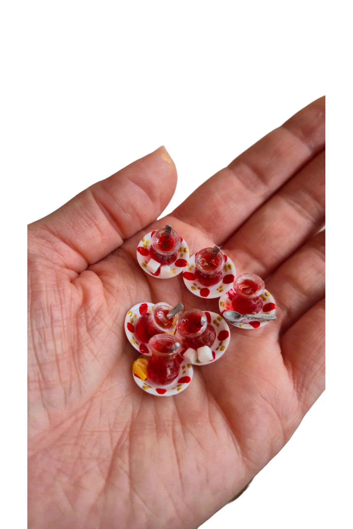 عروسک های اسباب بازی و لوازم جانبی لیوان چای مینیاتوری 6 عددی اژدا تحویل لیمو شکر ساده مخلوط از ترکیه Minyatür Dünyam
