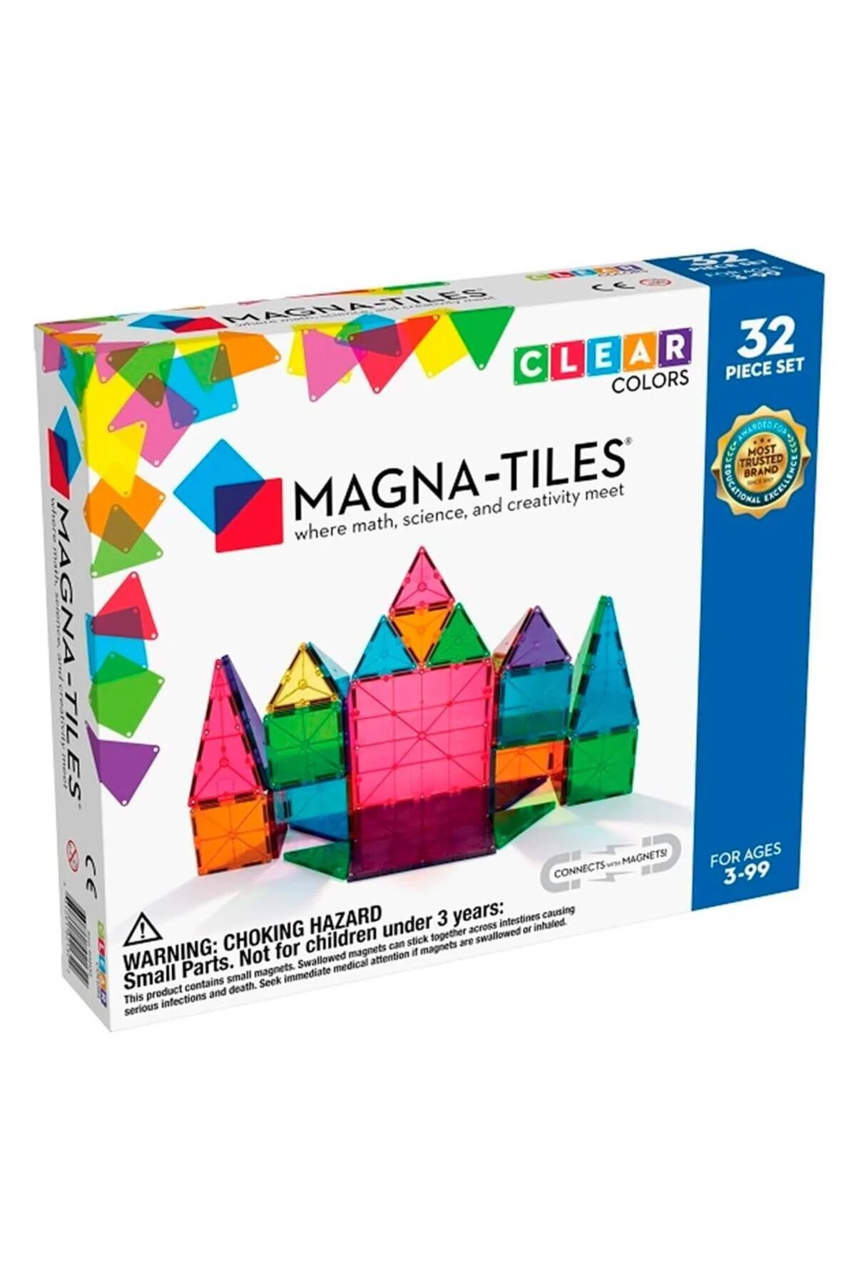 لگو و اسباب بازی های ساخت محور کاشی مگنا مجموعه رنگ شفاف 32 قطعه از ترکیه Magna Tiles