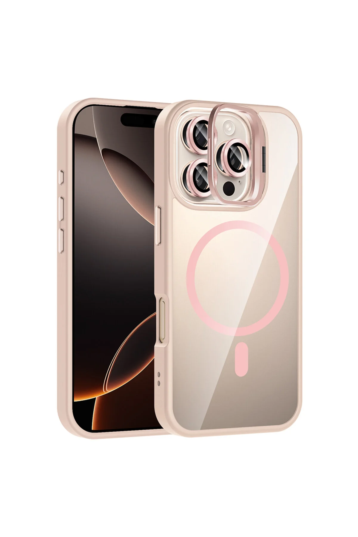 کاور و قاب محافظ IPHONE 16 PRO MAX ETRO با پایه لنز دوربین هدیه شارژ M SAFE PEMB Genel Markalar