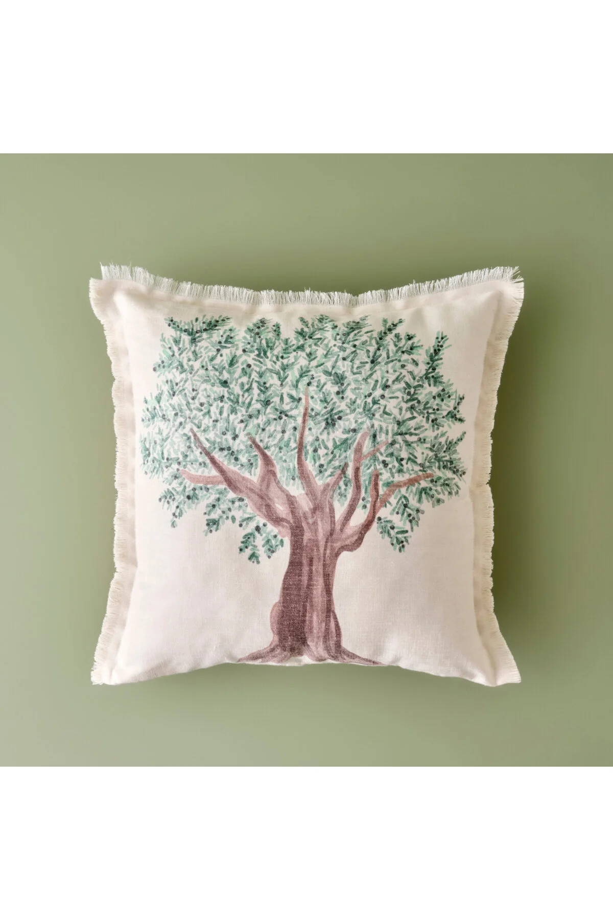 روبالشی بژ بالش چاپی درخت زیتون 45X45 سانتی متر Bella Maison