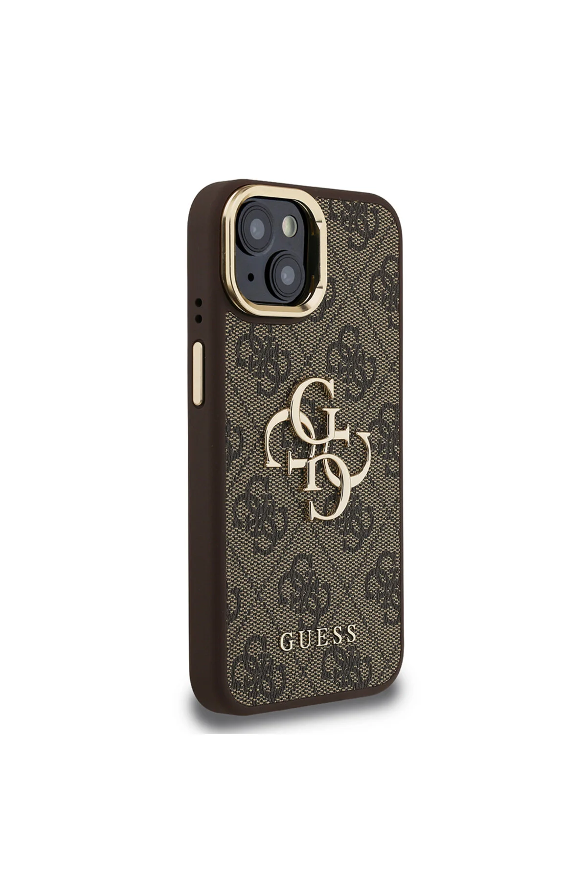 کاور و قاب آیفون 15 غلاف سازگار با مجوز فلزی 4G دوربین فونت پوشش قهوه ای CAPLE Guess