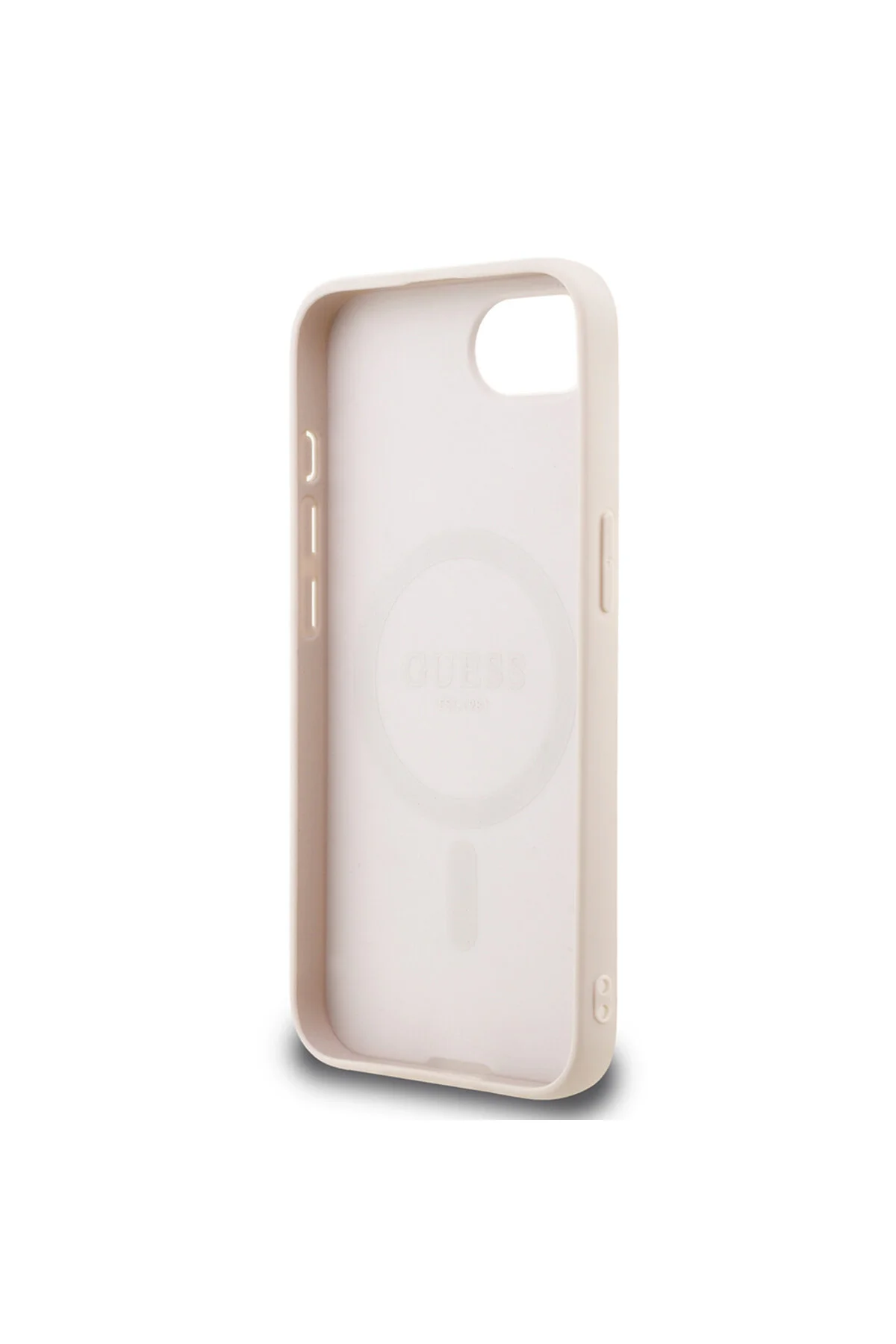 کاور و قاب سازگار با IPHONE 16E کلاسیک کوچک 4G دارای مجوز اصلی ویژگی شارژ M SAFE صورتی اورجینال Guess