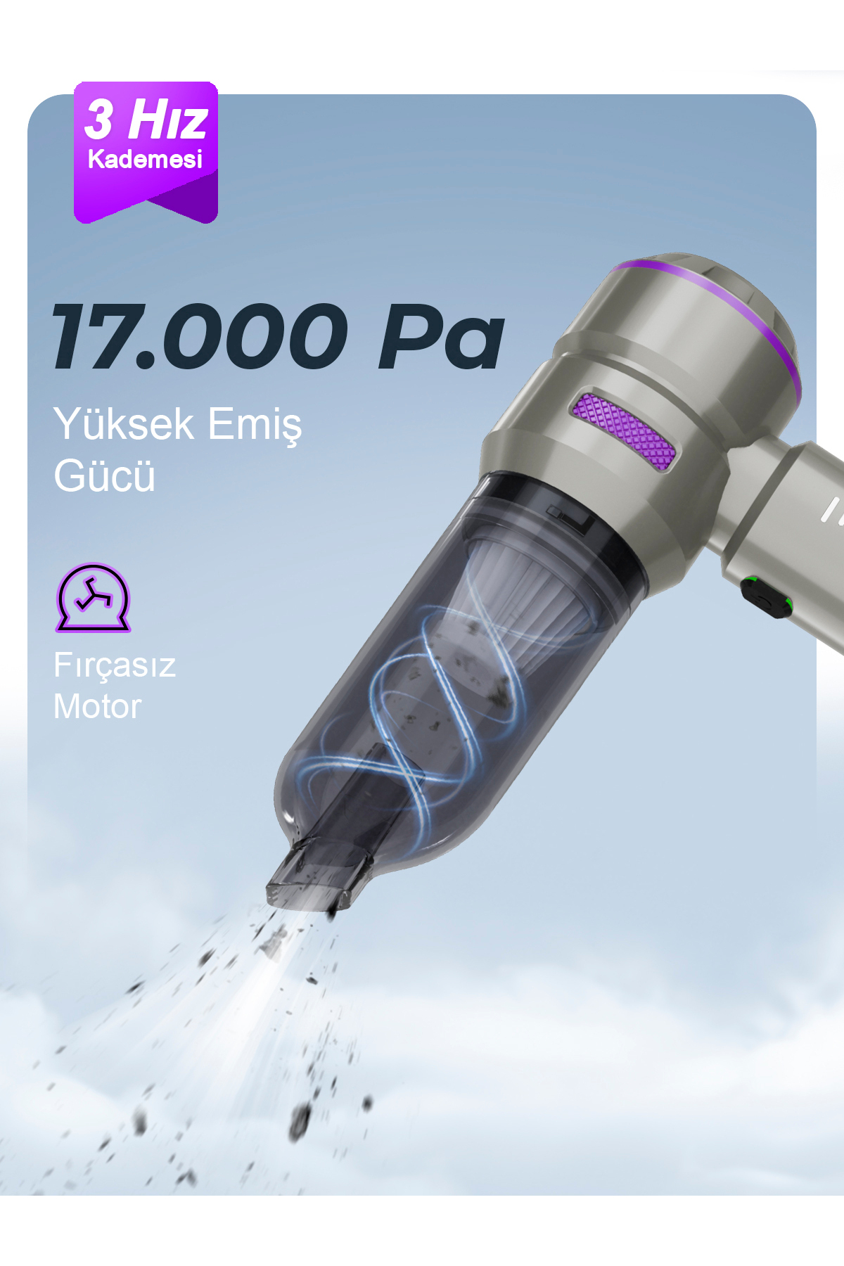 جاروبرقی داخل خودرو جارو برقی بی سیم AHV 02 بنفش | وکیوم قوی 17000PA موتور براشلس دمیدن و auhma - auhma - جاروبرقی داخل خودرو