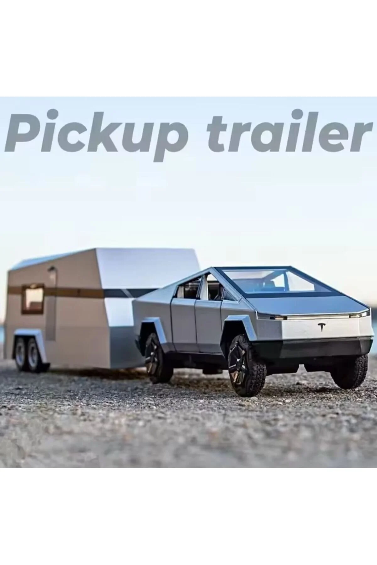 ماشین اسباب بازی TOY TESLA CYBERTRUCK SOUND AND LIGHT CARAVAN 1:32 DOOR TRUNK METAL OPENABLE afreyz oyuncak
