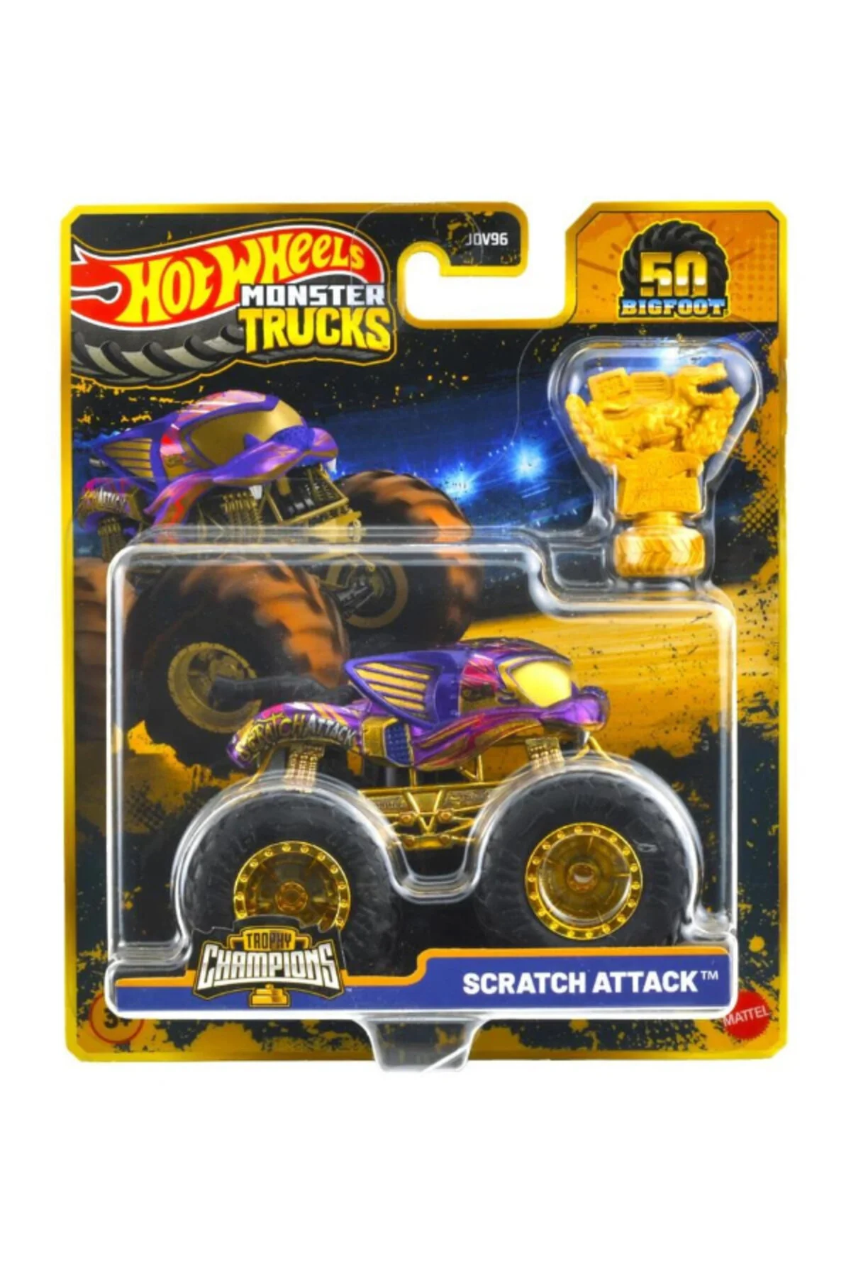 ماشین اسباب بازی MONSTER TRUCKS BIGFOOT TROPHY CHAMPIONS SCRATCH ATTACK JDW04 هات ویلز اورجینال HOT WHEELS