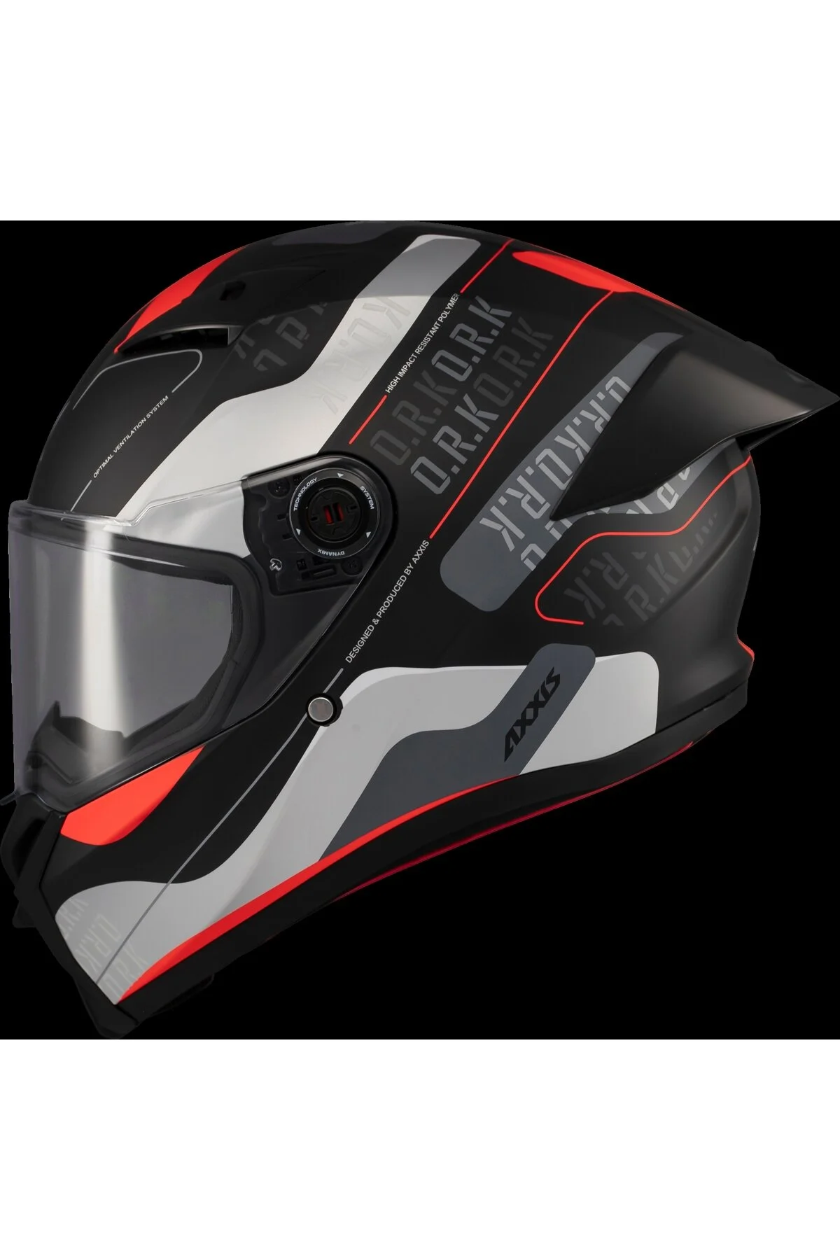 کلاه کاسکت موتورسیکلت FENIX ORK MAT BLACK قرمز Axxis
