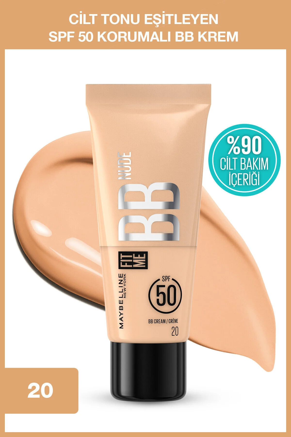 کرم بی بی و سی سی مرطوب کننده موثر با SPF50 رنگ بژ مناسب برای پوست میبلین نیویورک Maybelline New York