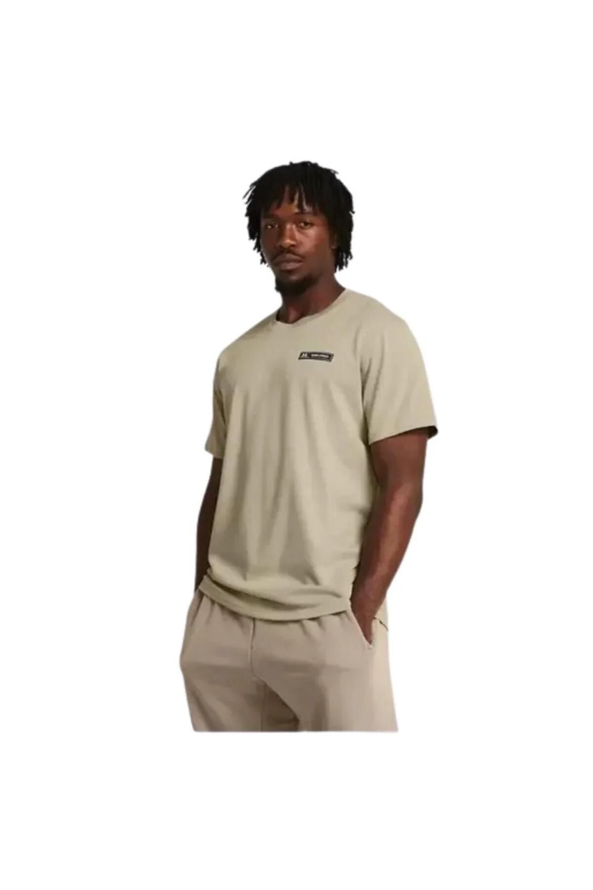 تی شرت سایز بزرگ مردانه بژ UA HW ARMOR LABEL SS 289 آندر آرمور Under Armour