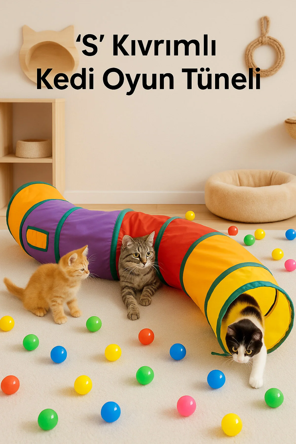 اسباب بازی گربه تونل منحنی تاشو RAINBOW S سگ PET PLAY TUNNEL ego home