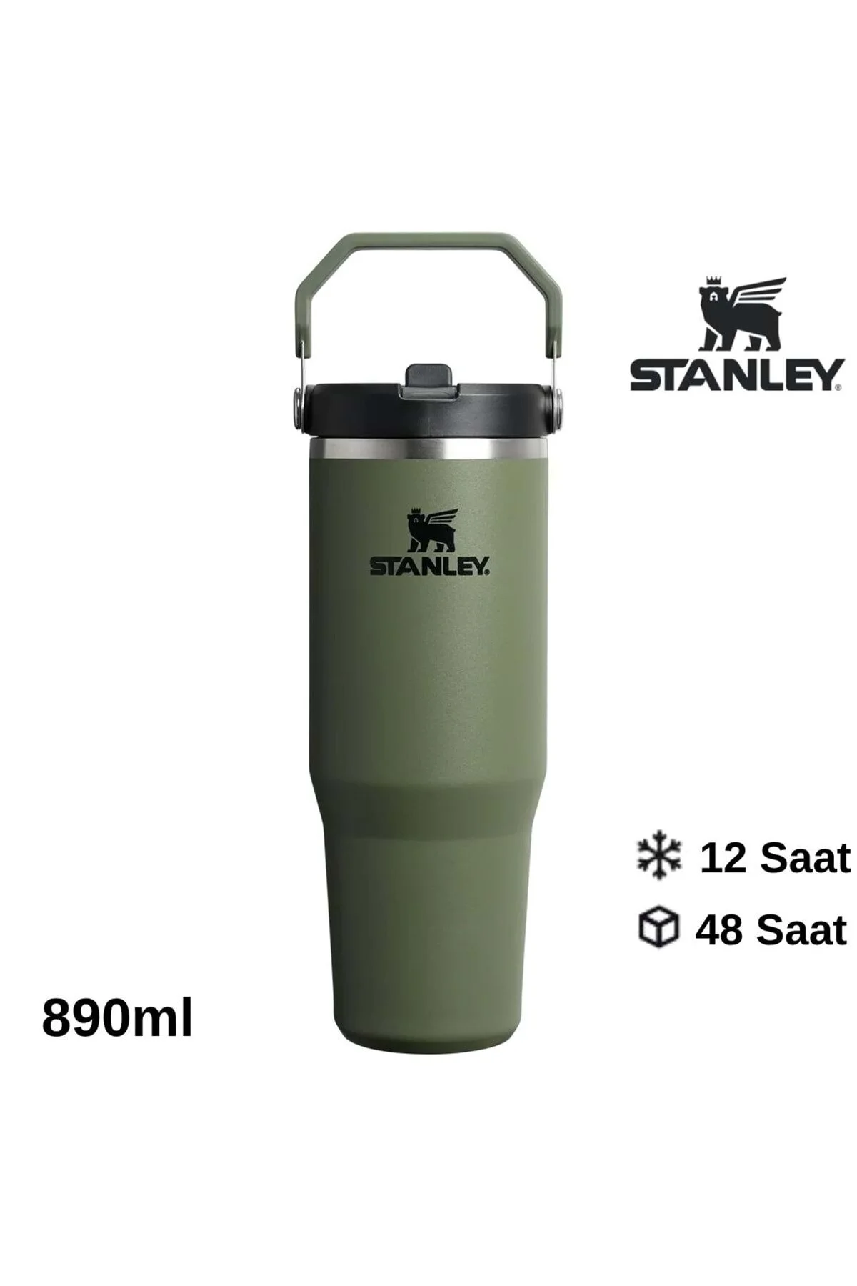 قمقمه و فلاسک جریان یخ FLIP STRAW PIPETAN THERMOS CUP 0.89 LT MATARA KHAKI Stanley