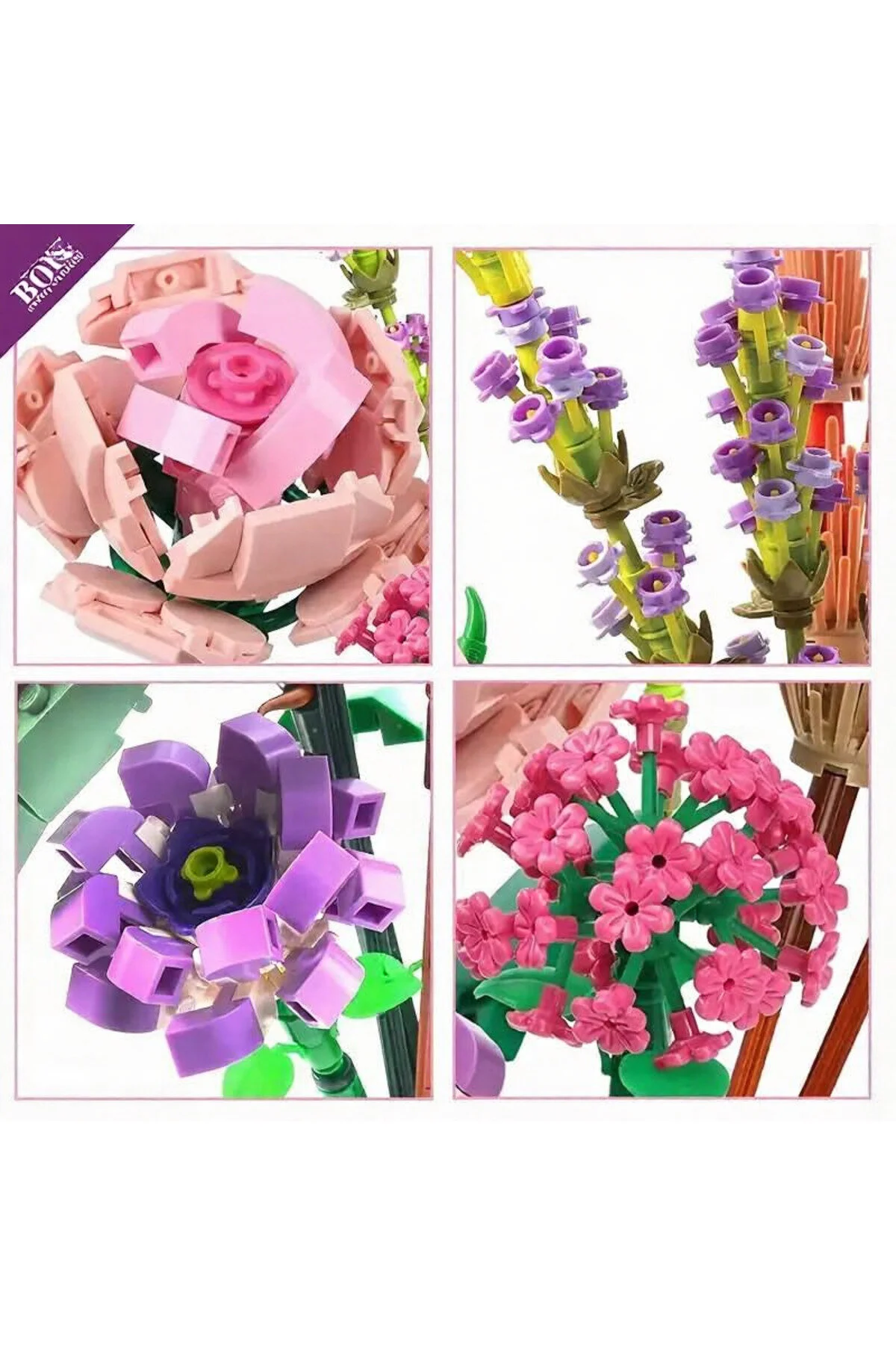 پازل سه بعدی SUNSTER COMPANY™ MINI ETERNAL LAVENDER FLOWERS BUILDING BLOCKS | کیت DIY – 547 عدد تزئینی Sunster Company™