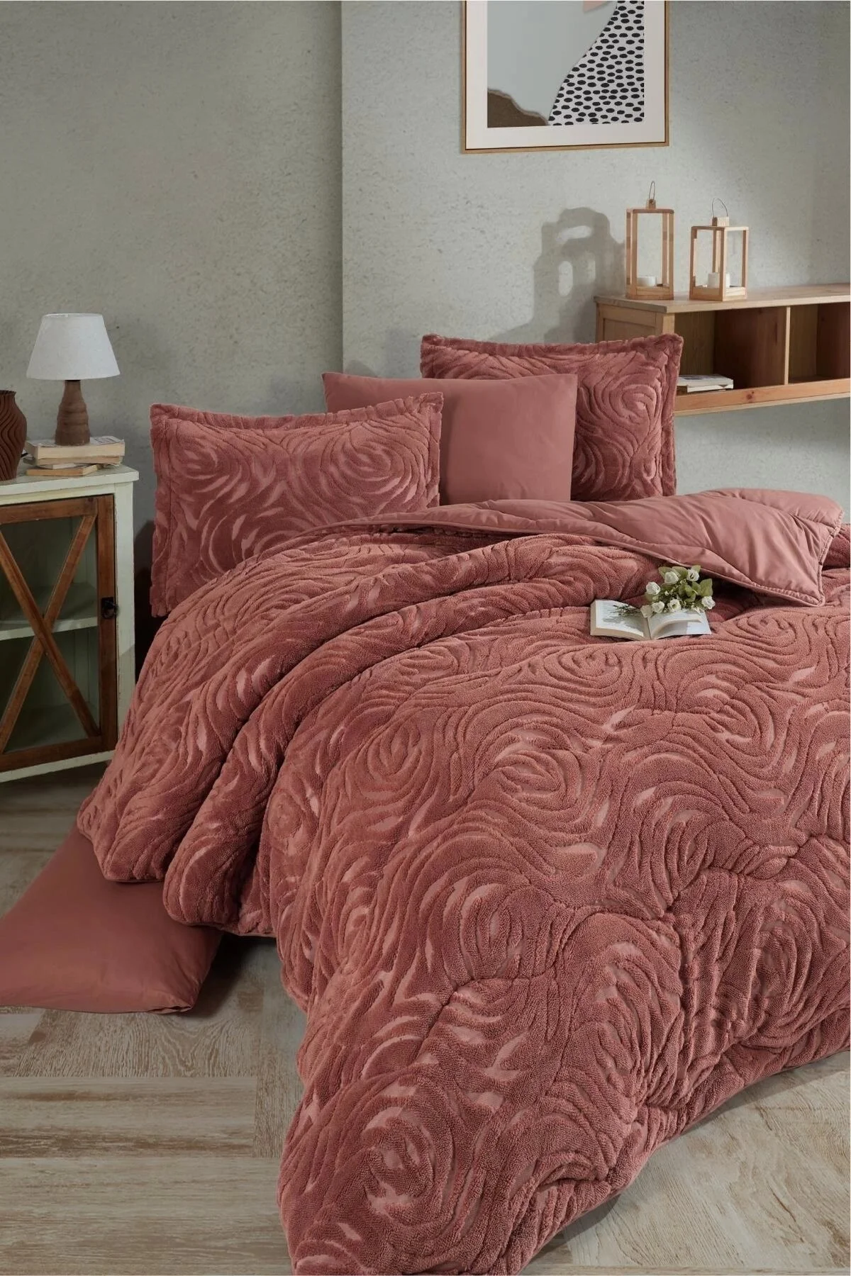 ست لحاف دو نفره نارنجی SET TILE اورجینال Clasy