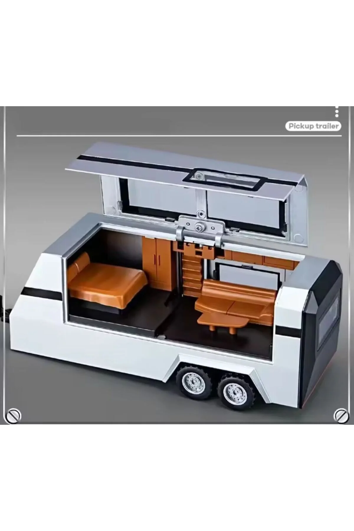 ماشین اسباب بازی TOY TESLA CYBERTRUCK SOUND AND LIGHT CARAVAN 1:32 DOOR TRUNK METAL OPENABLE afreyz oyuncak
