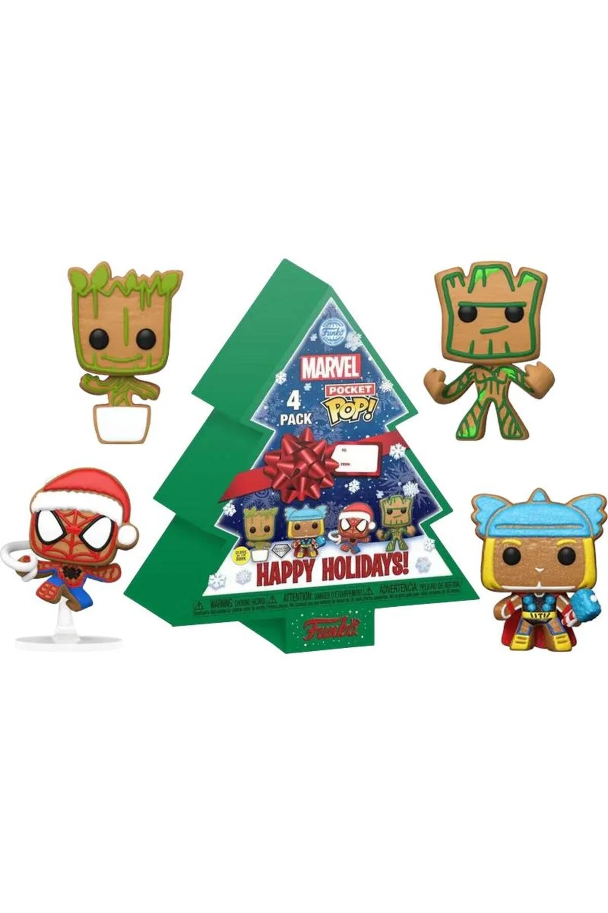 فیگور POCKET POP 4 PACK MARVEL جعبه درخت تعطیلات مبارک در الماس تاریک می درخشد از ترکیه Funko