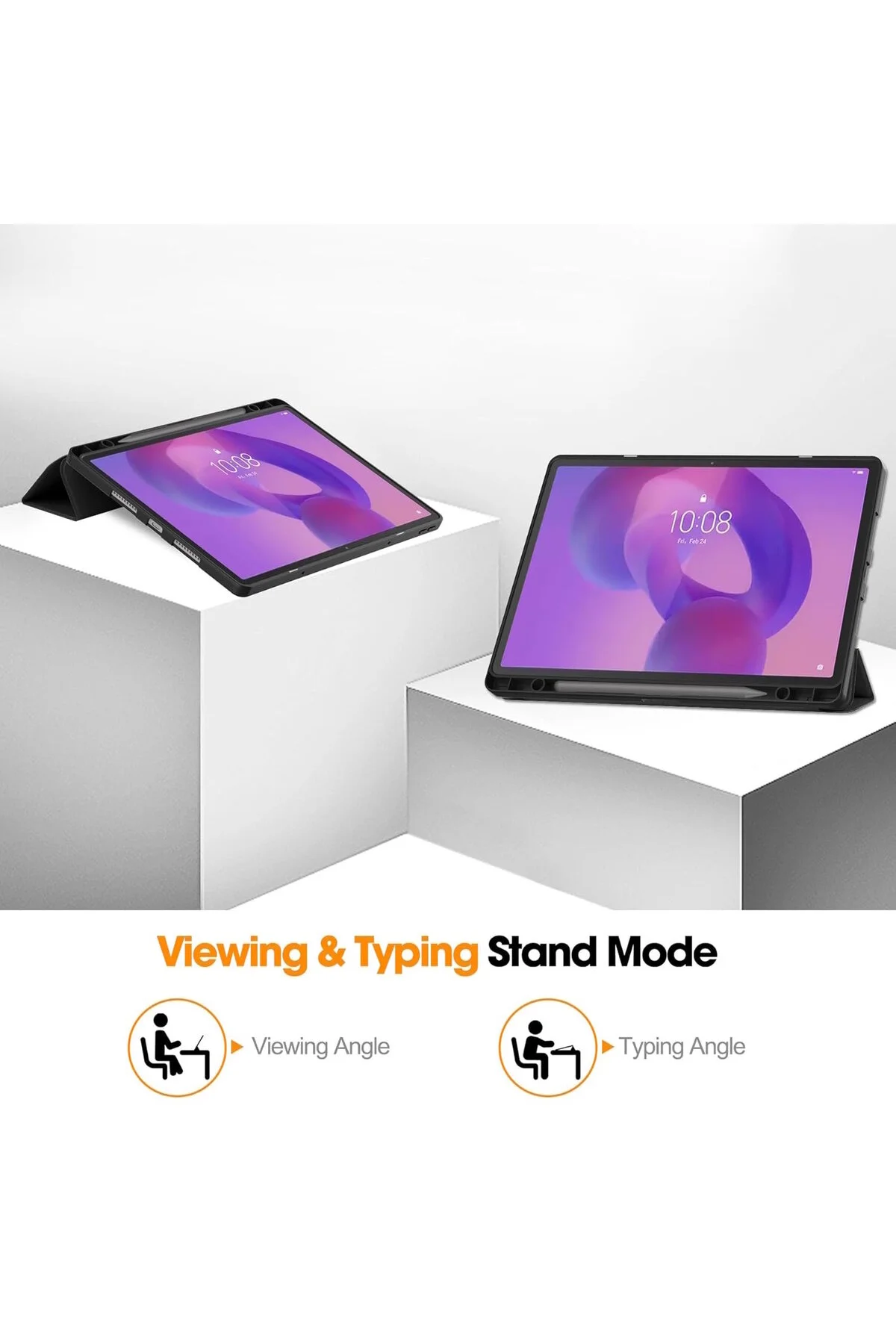 کاور تبلت کیف 12.7 اینچی LENOVO TAB P12 با حالت خواب هوشمند محفظه قلم پایه و پشتی رنگی جلد سخت کامپیوتر m.tk moveteck