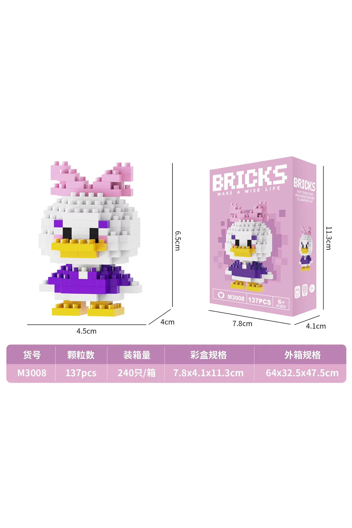 پازل سه بعدی | PINKYDAY DAISY DUCK – مجموعه مینی بلوک با هدیه شگفت انگیز SUNSTER COMPANY™ 137 قطعه Bricks