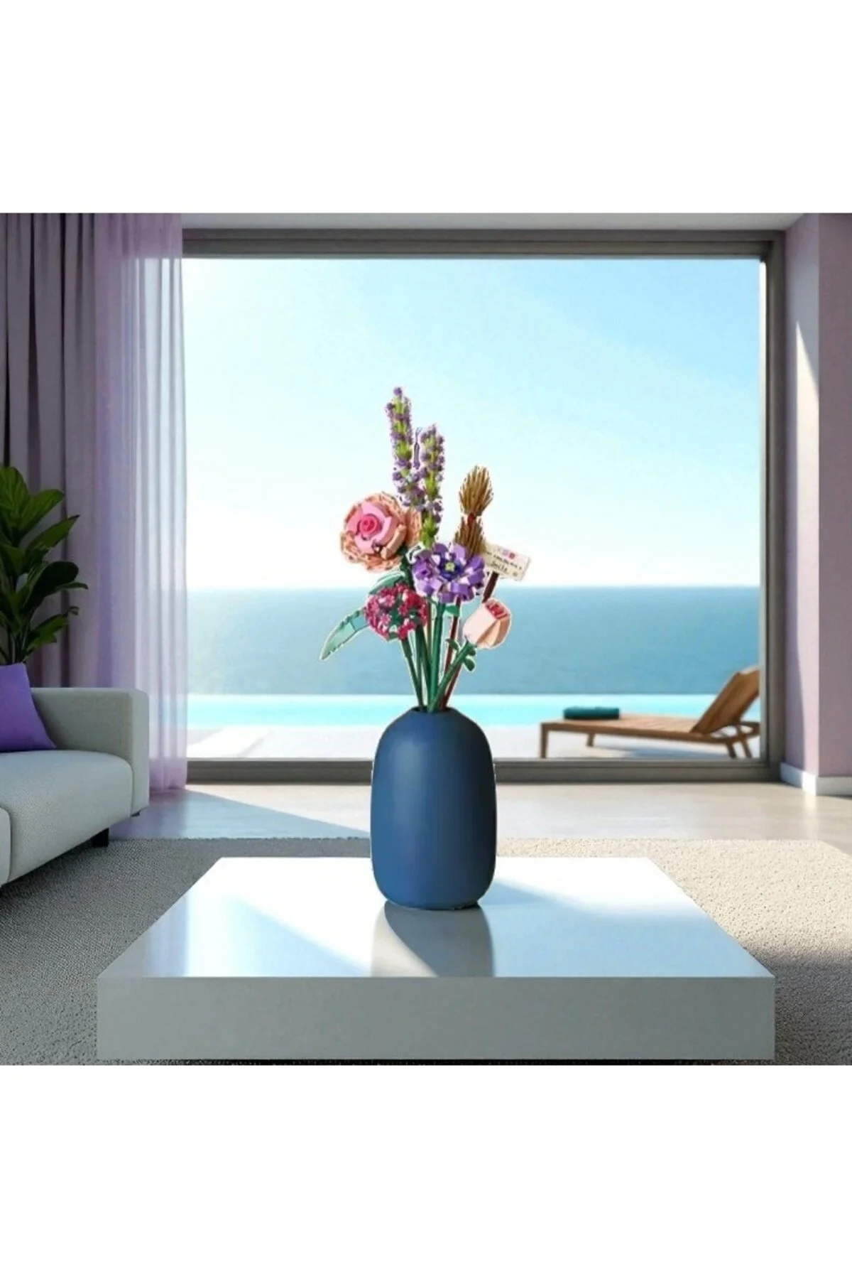 پازل سه بعدی SUNSTER COMPANY™ MINI ETERNAL LAVENDER FLOWERS BUILDING BLOCKS | کیت DIY – 547 عدد تزئینی Sunster Company™