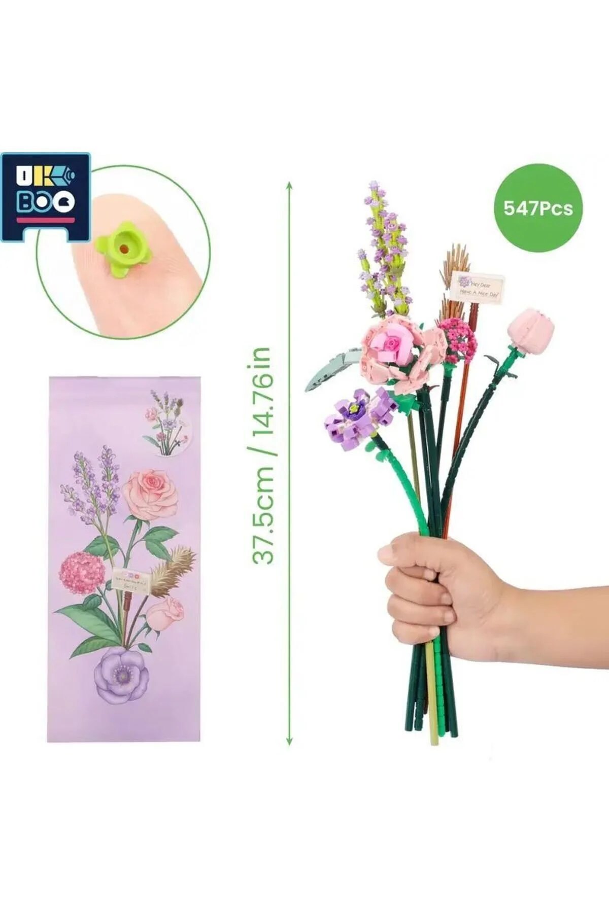 پازل سه بعدی SUNSTER COMPANY™ MINI ETERNAL LAVENDER FLOWERS BUILDING BLOCKS | کیت DIY – 547 عدد تزئینی Sunster Company™
